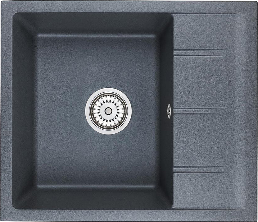 Мойка кухонная Domaci Солерно DMQ-1580.Q антрацит, 36х46 см, с крылом, кварцевая, прямоугольная, встраиваемая