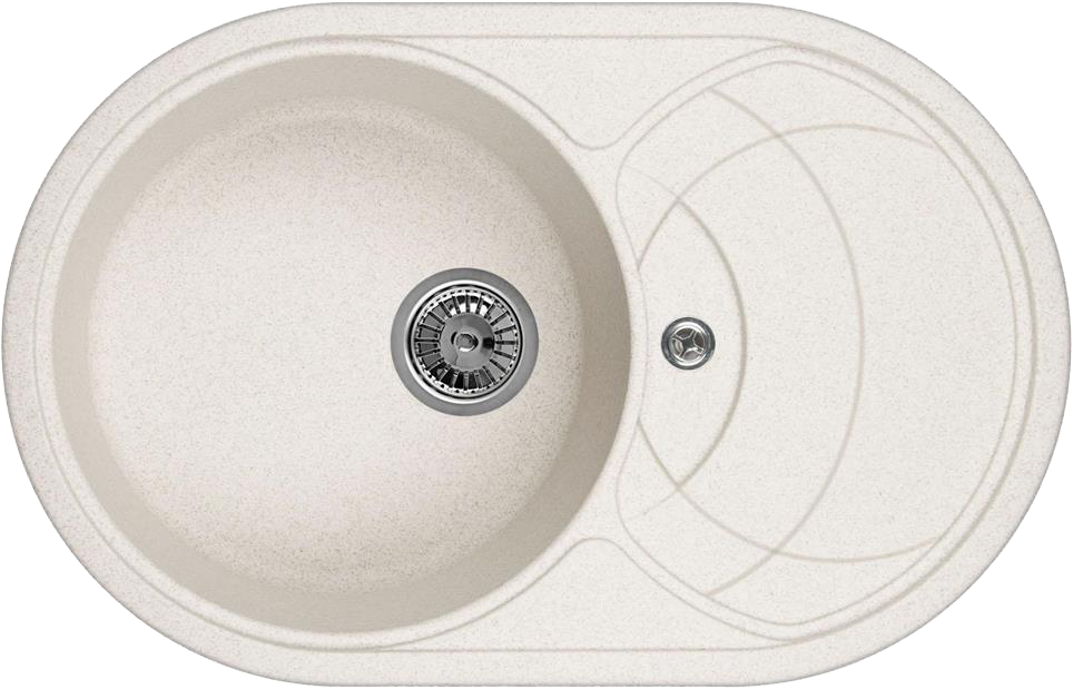 Мойка кухонная Domaci Солерно EMQ-1775.C берилл, встраиваемая, накладная, с крылом, кварцевая, бежевая, овальная