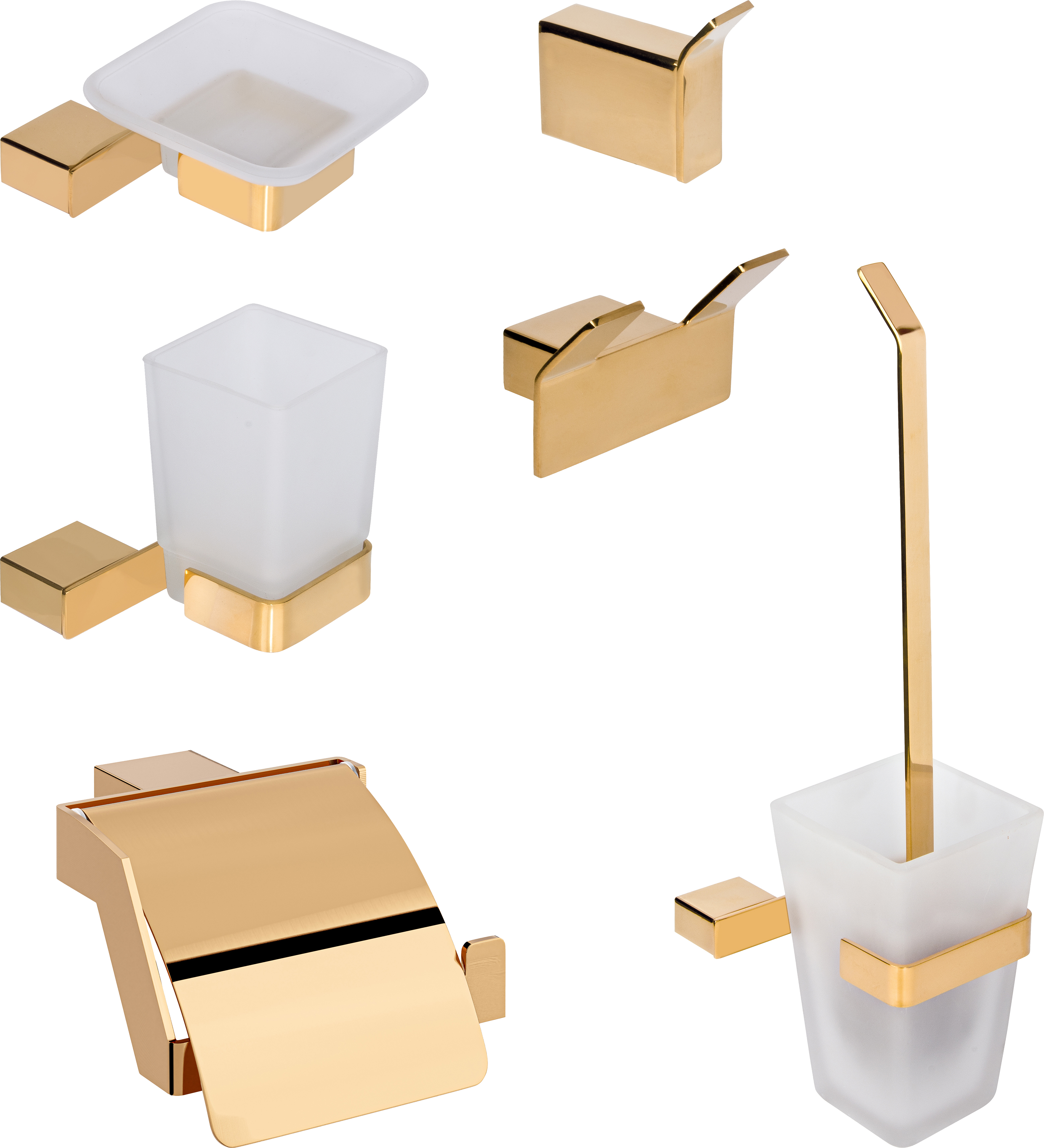 Набор Мыльница DEKOR BANYO SS 304 Gold SS304 005 02 + Стакан SS304 006 02 + Ершик SS304 6009 02 + Держатель SS304 007 12 + Крючок SS304 008 02 + Крючок SS304 008 12 купить в Тамбове