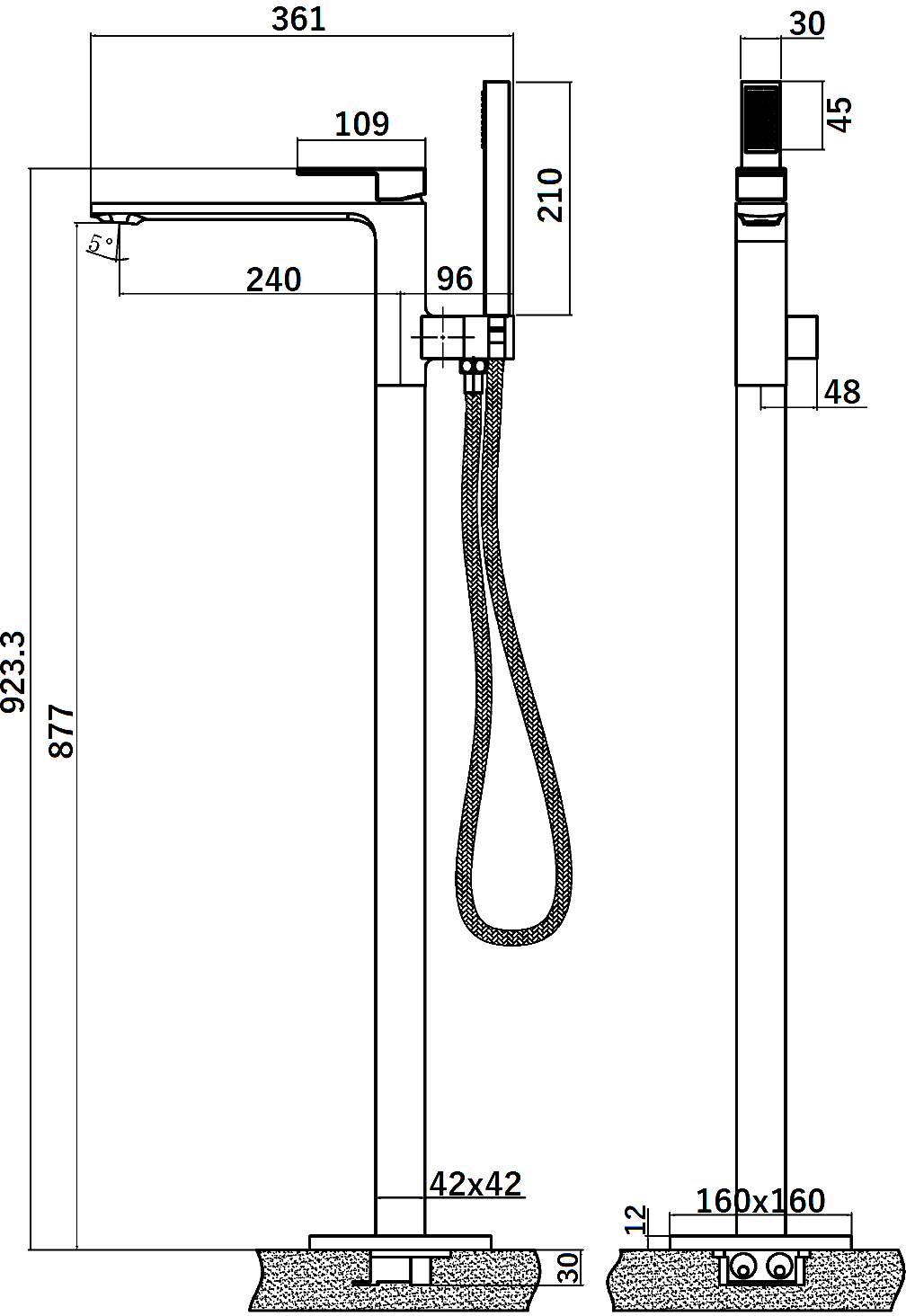 Напольный смеситель для ванны с душем STWORKI Карлстад купить в Тамбове
