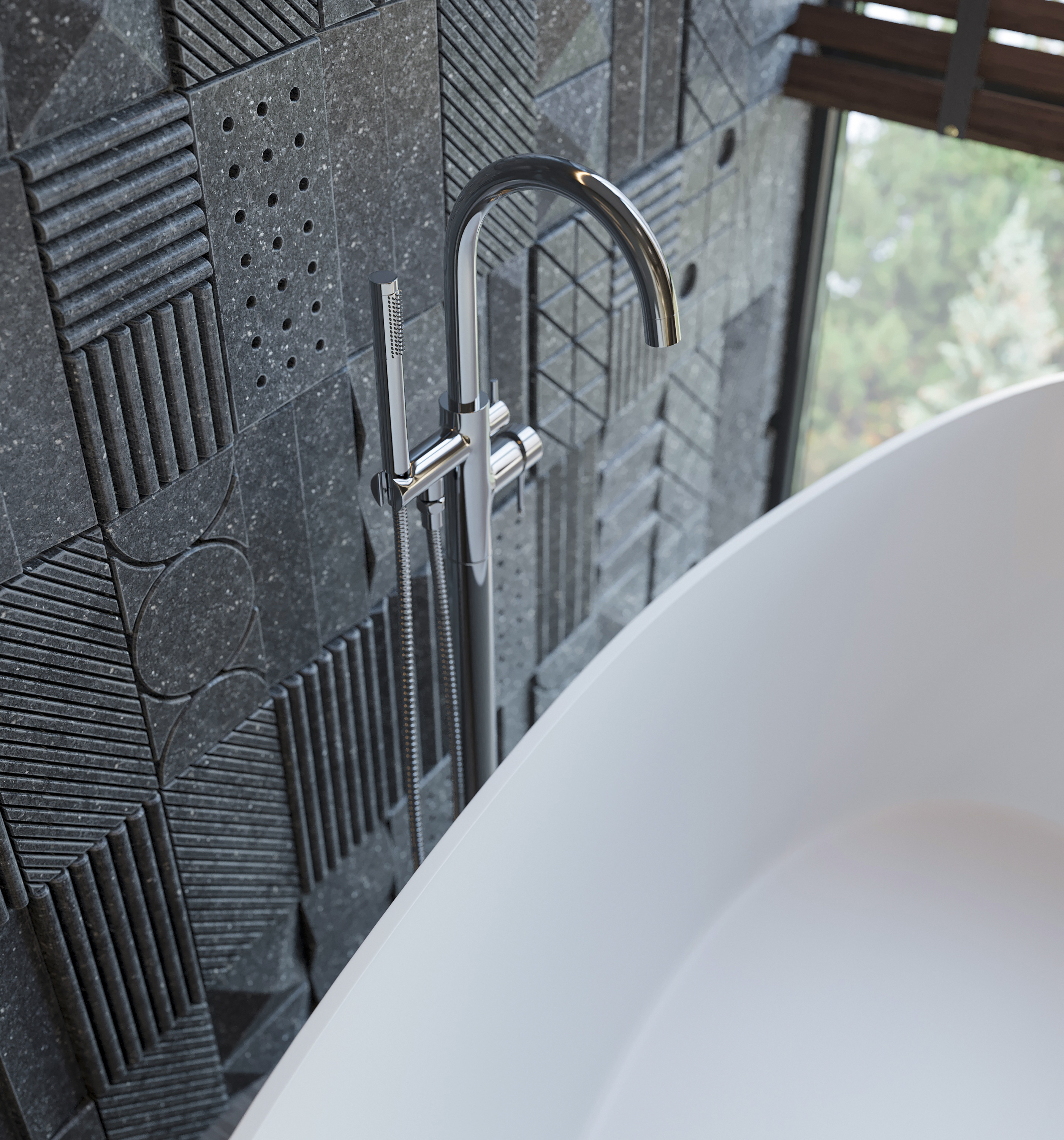 Напольный смеситель для ванны с душем STWORKI Эстерсунд ES-06ni купить в Тамбове