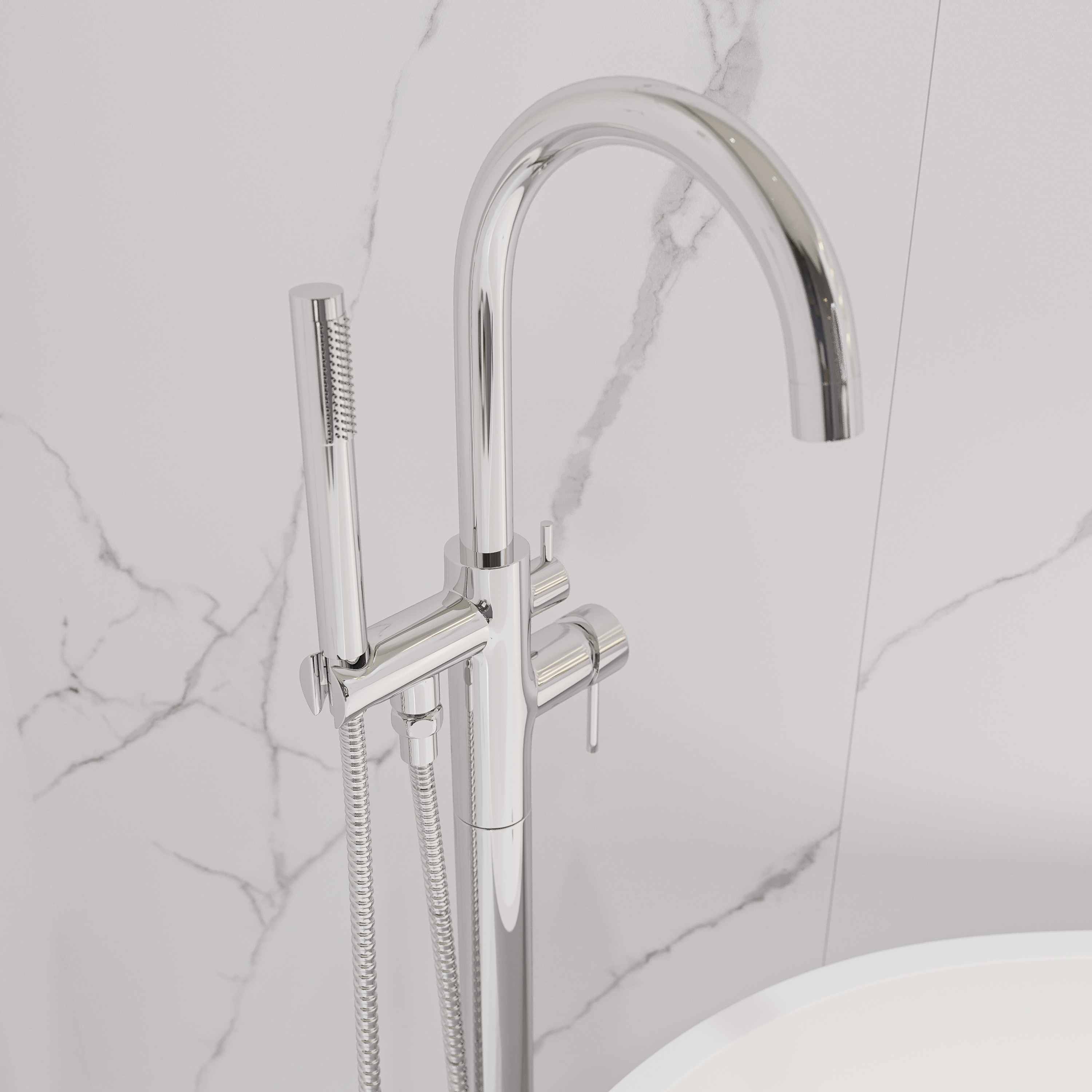 Напольный смеситель для ванны с душем STWORKI Эстерсунд хром купить в Тамбове