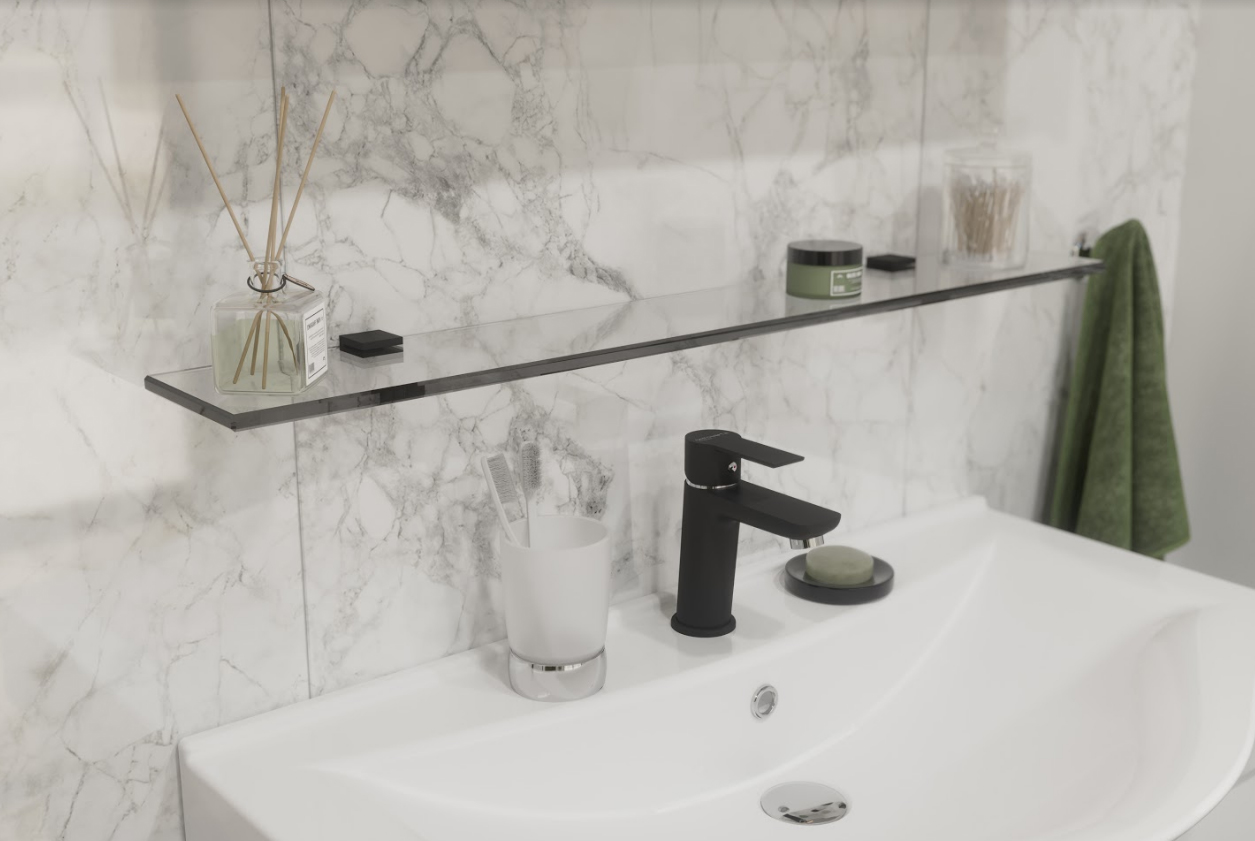 Полка STWORKI Glass Shelf 80 полкодержатели черные купить в Тамбове