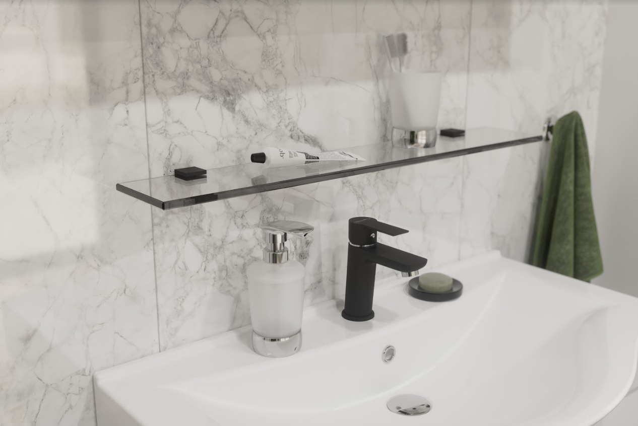 Полка STWORKI Glass Shelf 70 полкодержатели черные купить в Тамбове