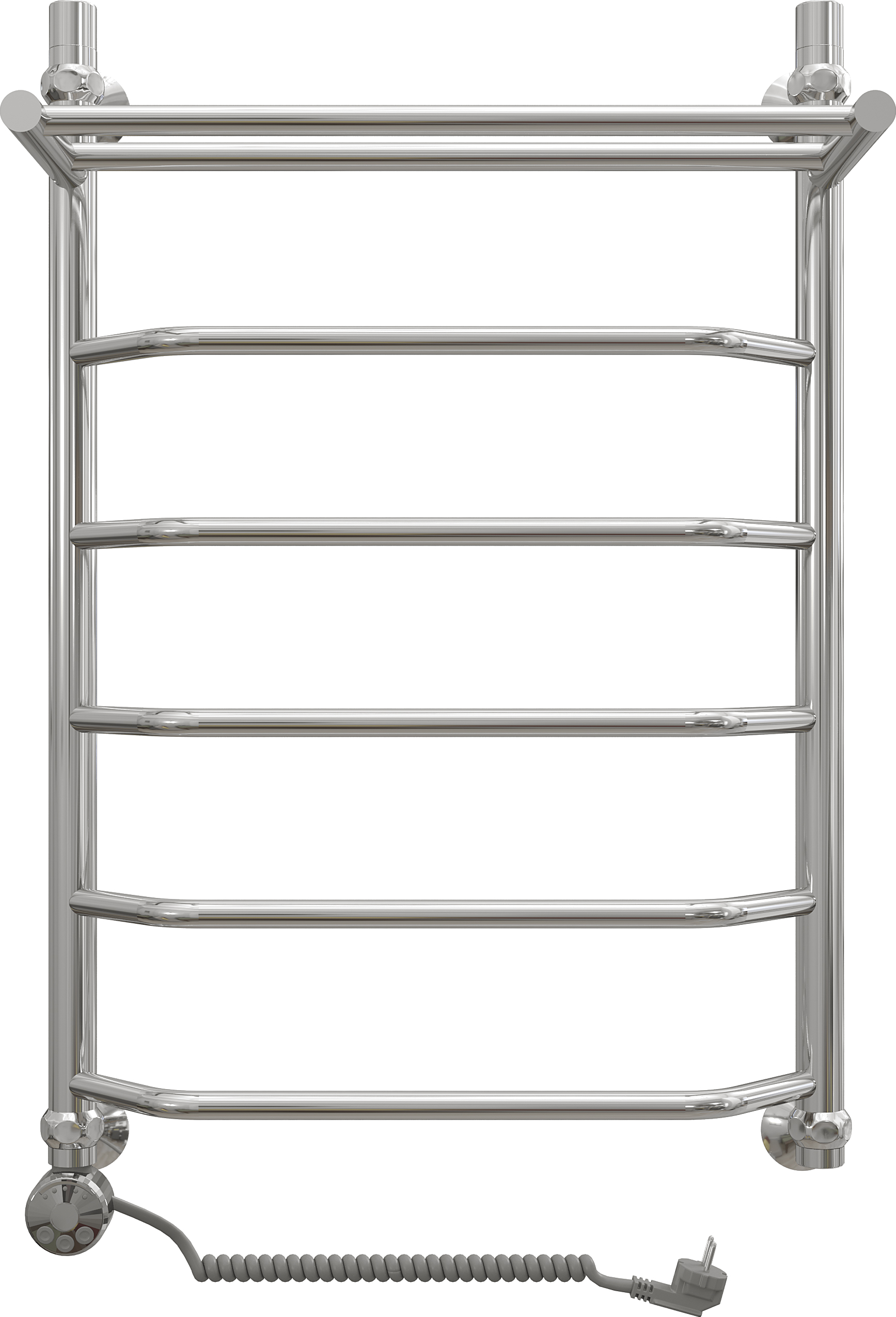 Полотенцесушитель электрический EWRIKA Сафо Сафо FT 85x55 см, подключение слева, хром, лесенка, с полкой