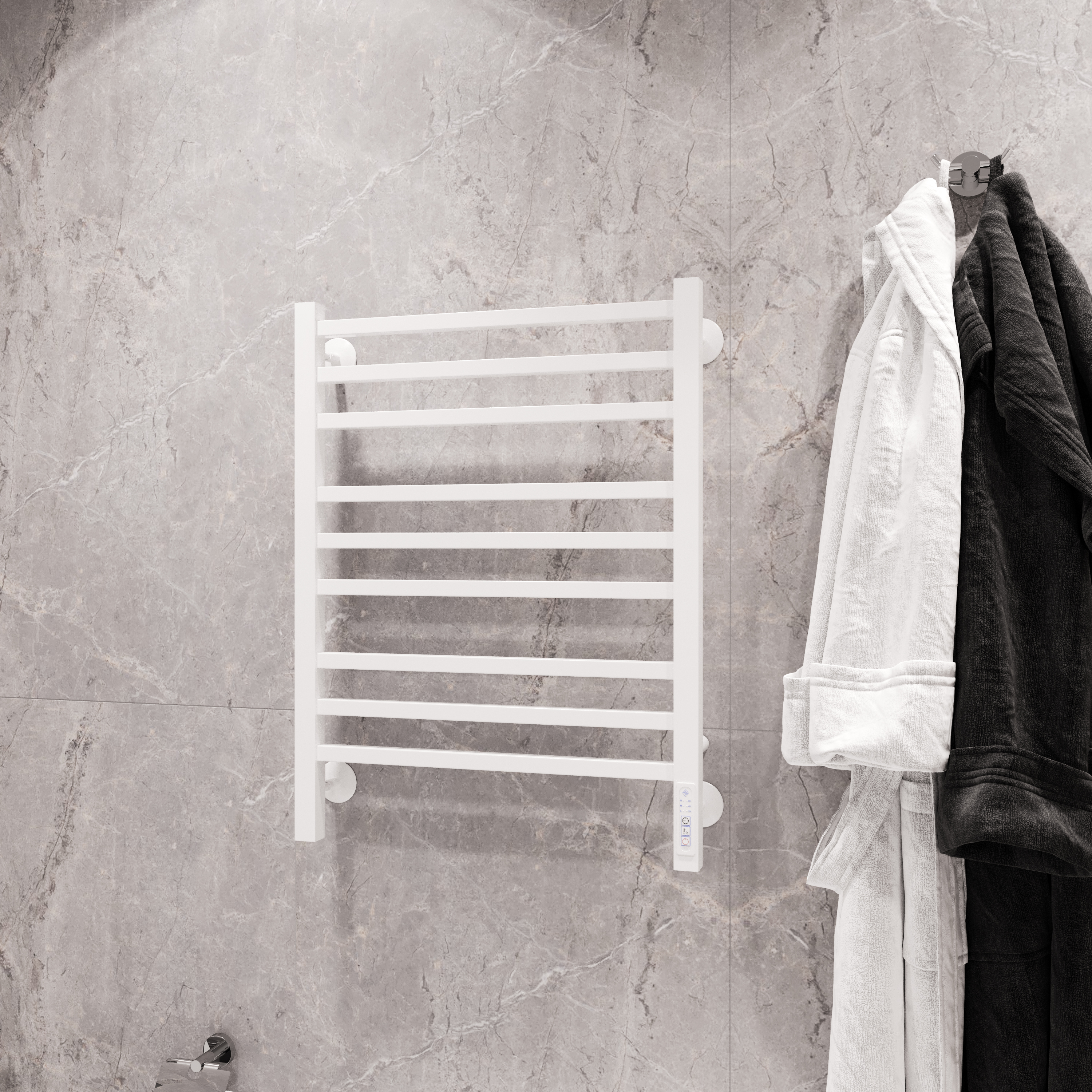 Полотенцесушитель электрический EWRIKA Гелла В9 80x55 см, подключение справа, матовый белый, лесенка