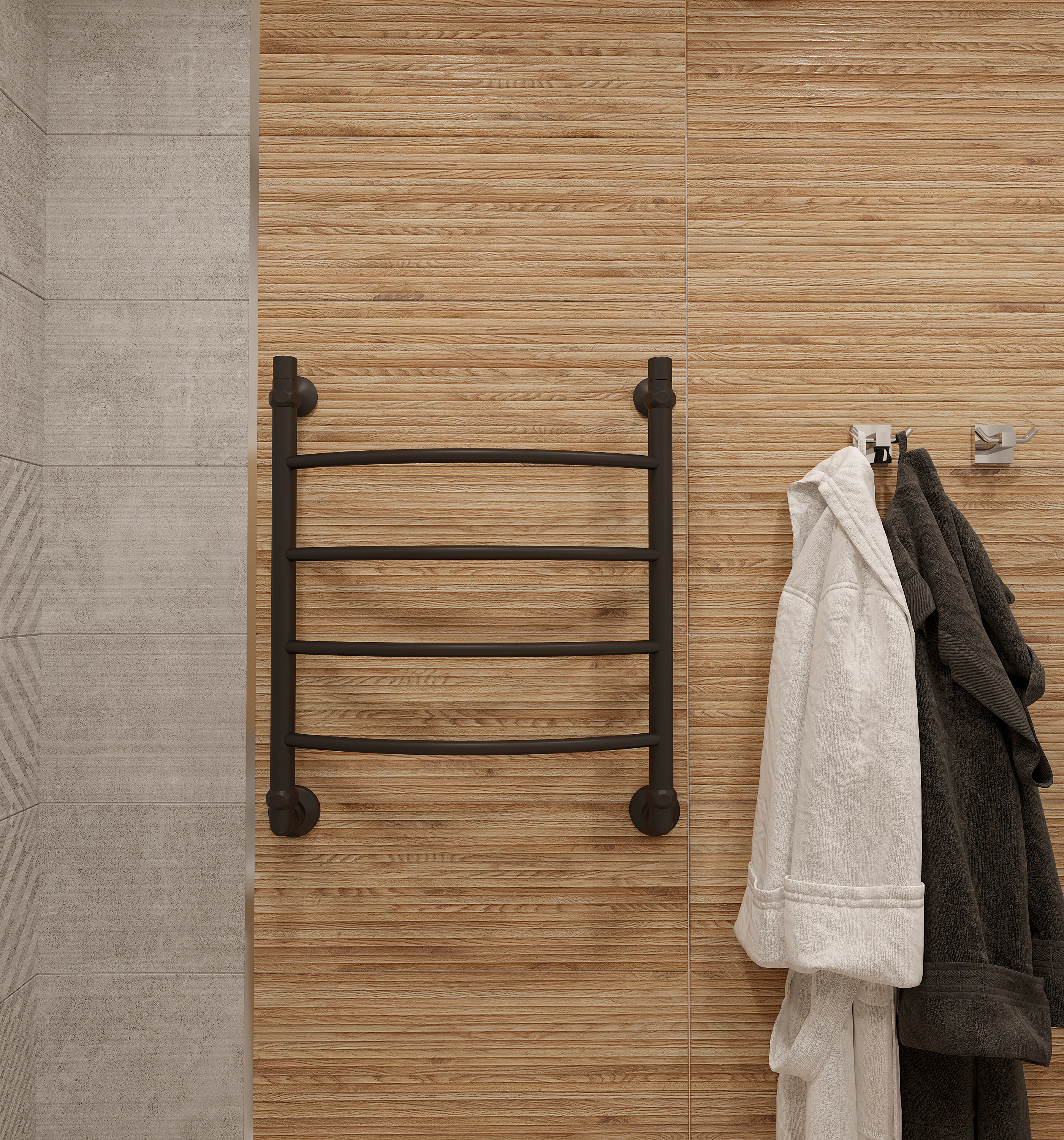 Полотенцесушитель водяной EWRIKA Сафо D 60x55 см, черный, лесенка