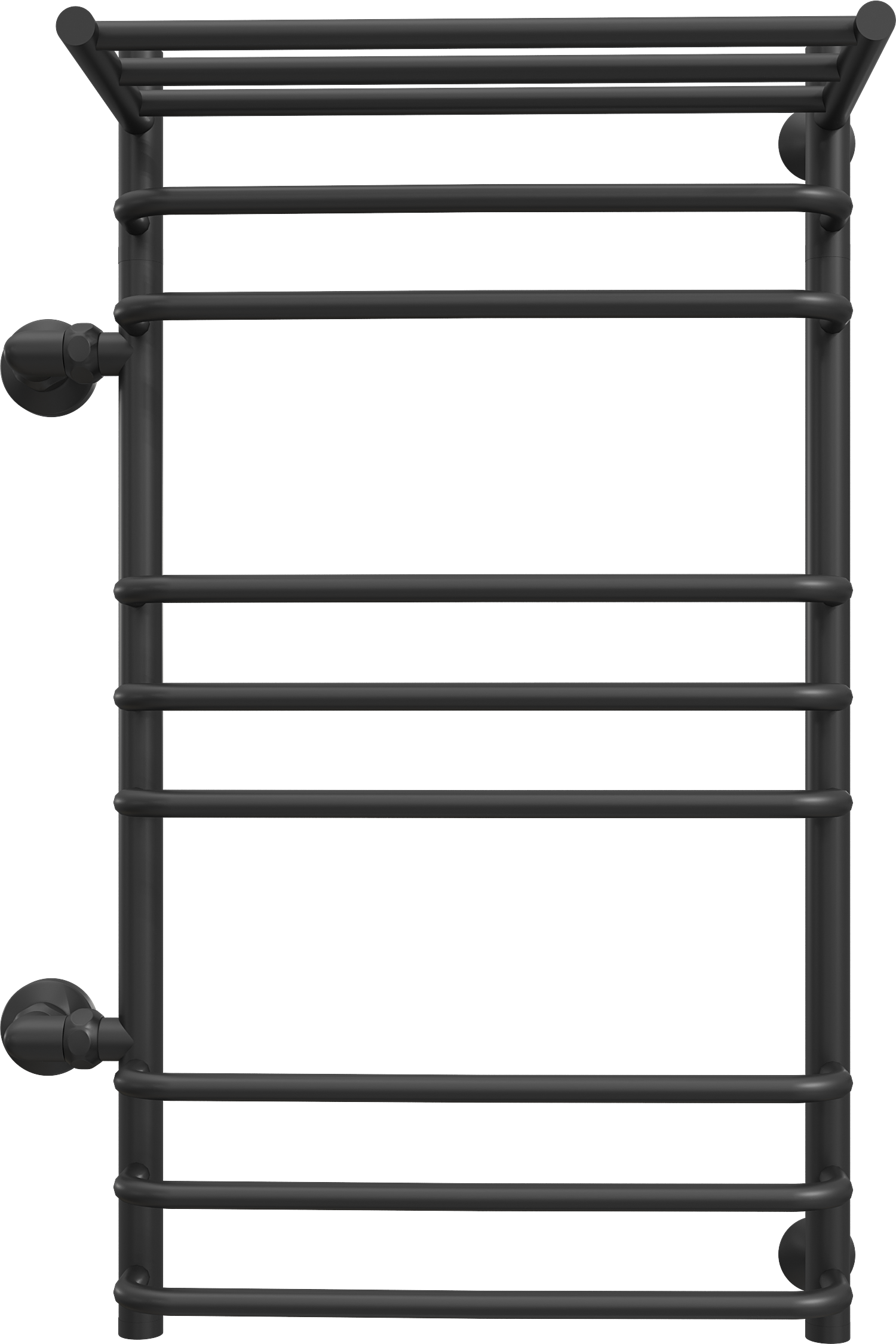 Полотенцесушитель водяной EWRIKA Сафо ИДЗ 100х50, черный, с полкой, с боковым подключением 50 слева