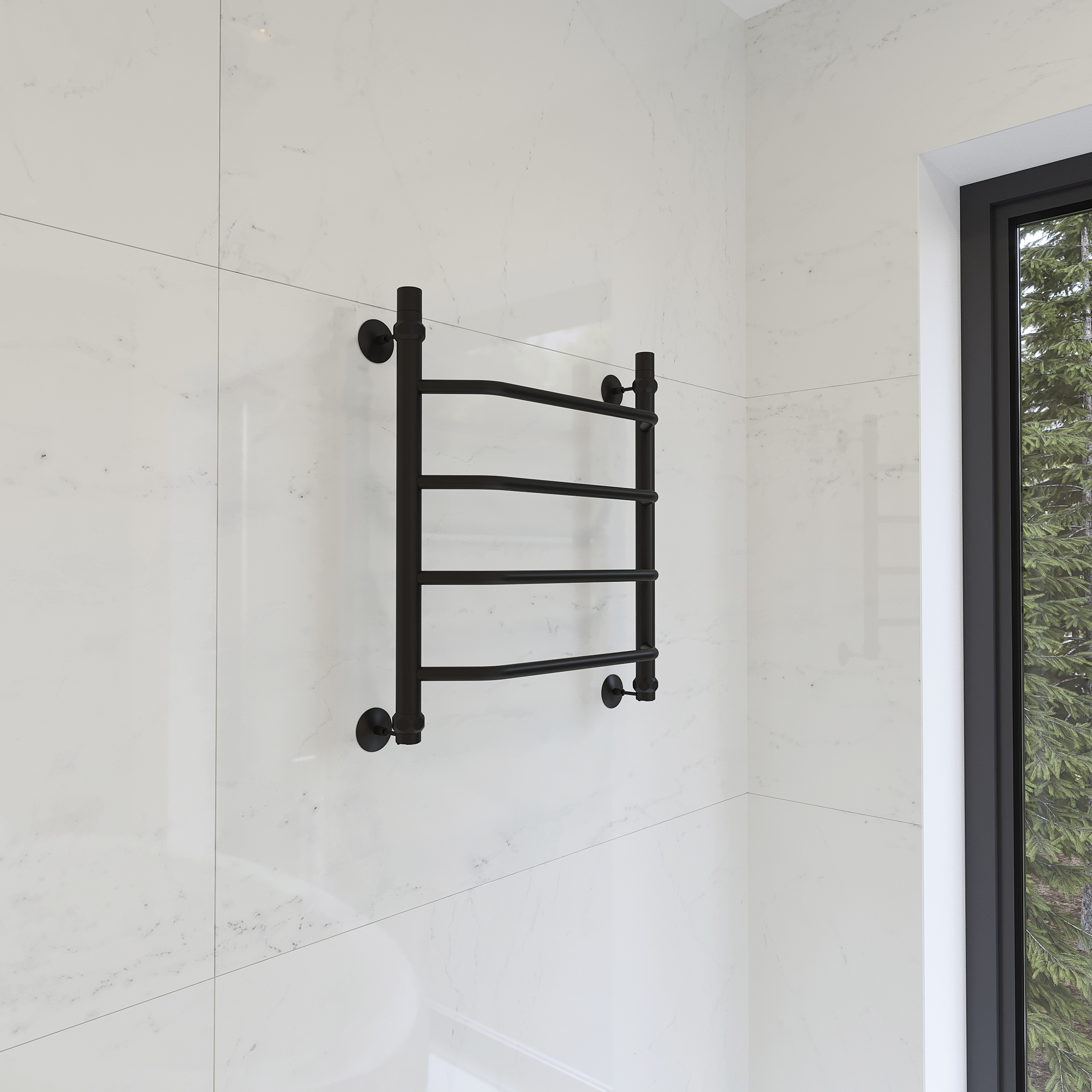 Полотенцесушитель водяной EWRIKA Сафо T 60х50, чёрный матовый