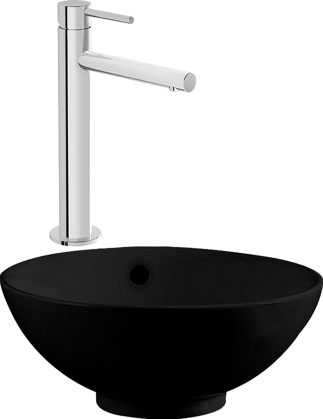 Комплект Раковина VitrA Options 4324B083 черная + Смеситель для раковины VitrA Origin