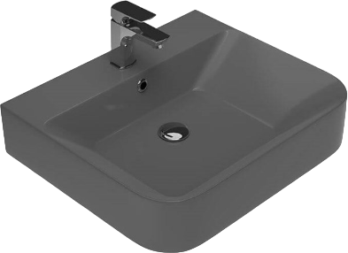 Накладная раковина STWORKI Zelena 3054 55 antrachite, прямоугольная, фаянс, с 1 отверстием под смеситель