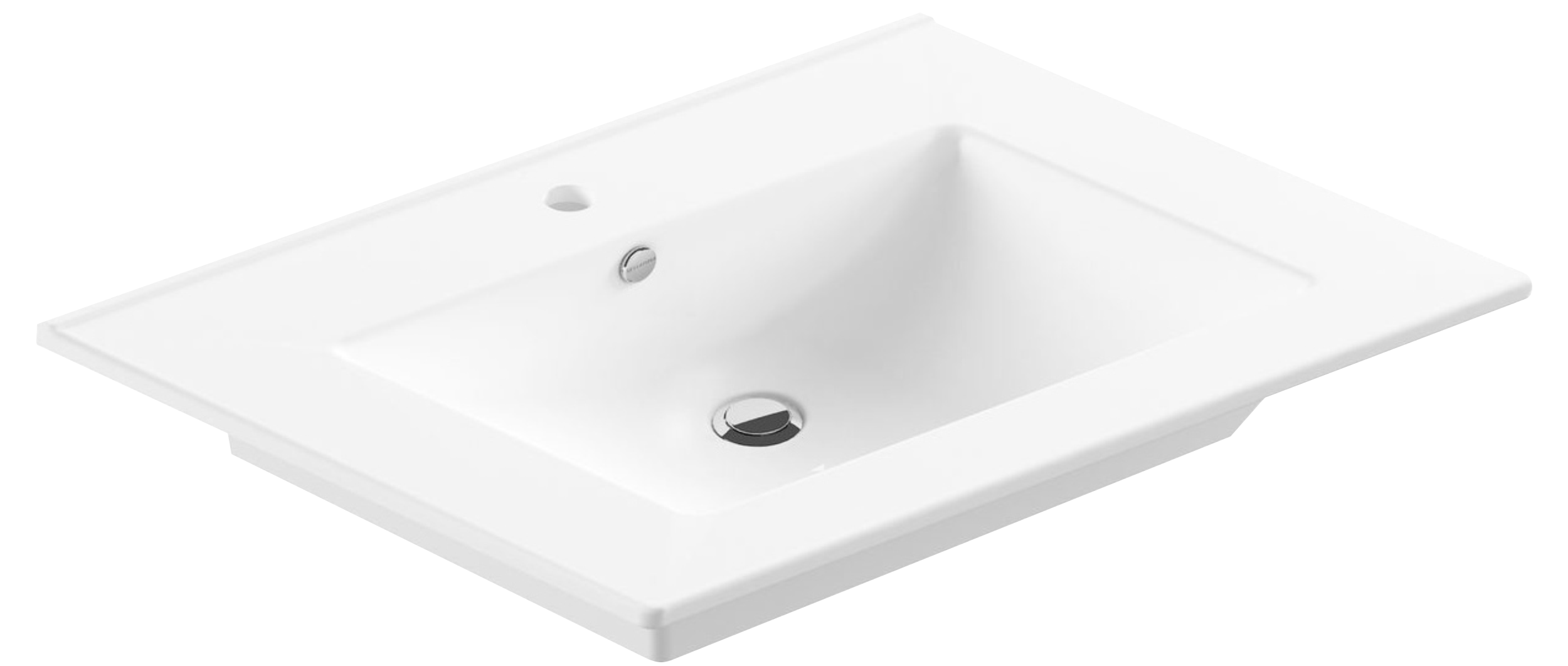 Мебельная раковина STWORKI Quadro 90 накладная, белая, прямоугольная, фарфор