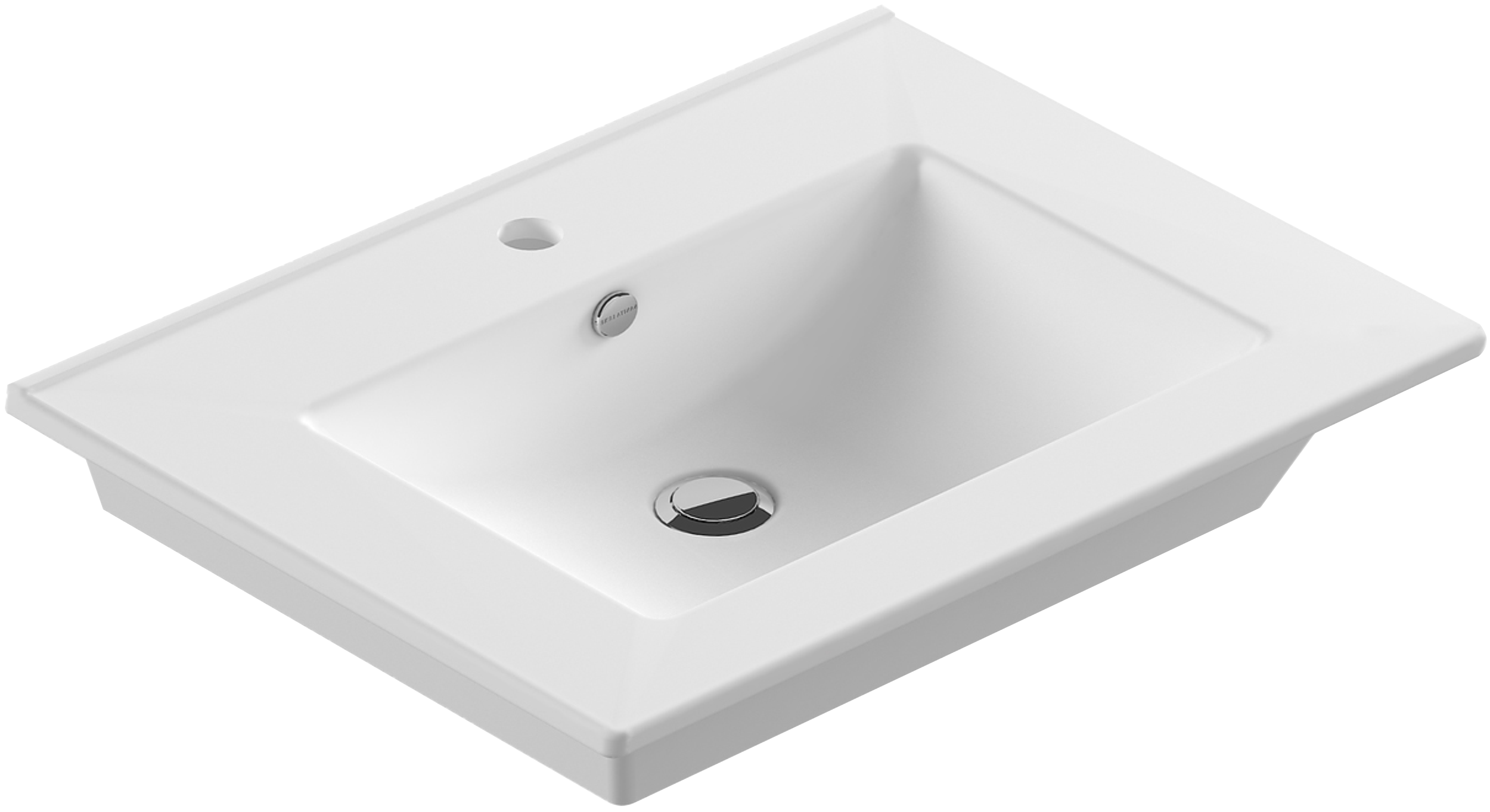 Мебельная раковина STWORKI Quadro 75 накладная, белая, прямоугольная, фарфор