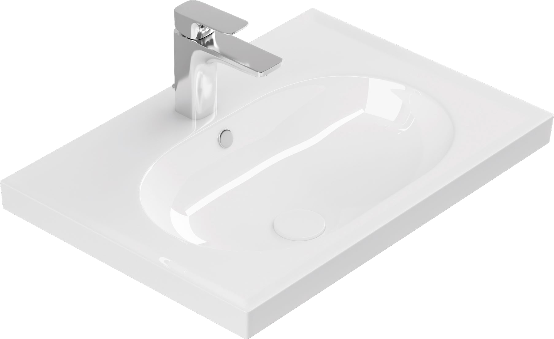 Мебельная раковина STWORKI 18065-KL 65 накладная, белая, прямоугольная, фаянс