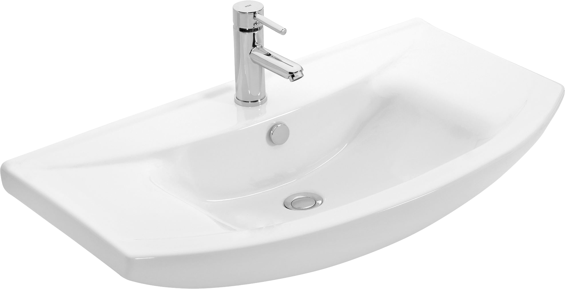 Мебельная раковина STWORKI 6085-KL 86 накладная, белая, прямоугольная, фаянс