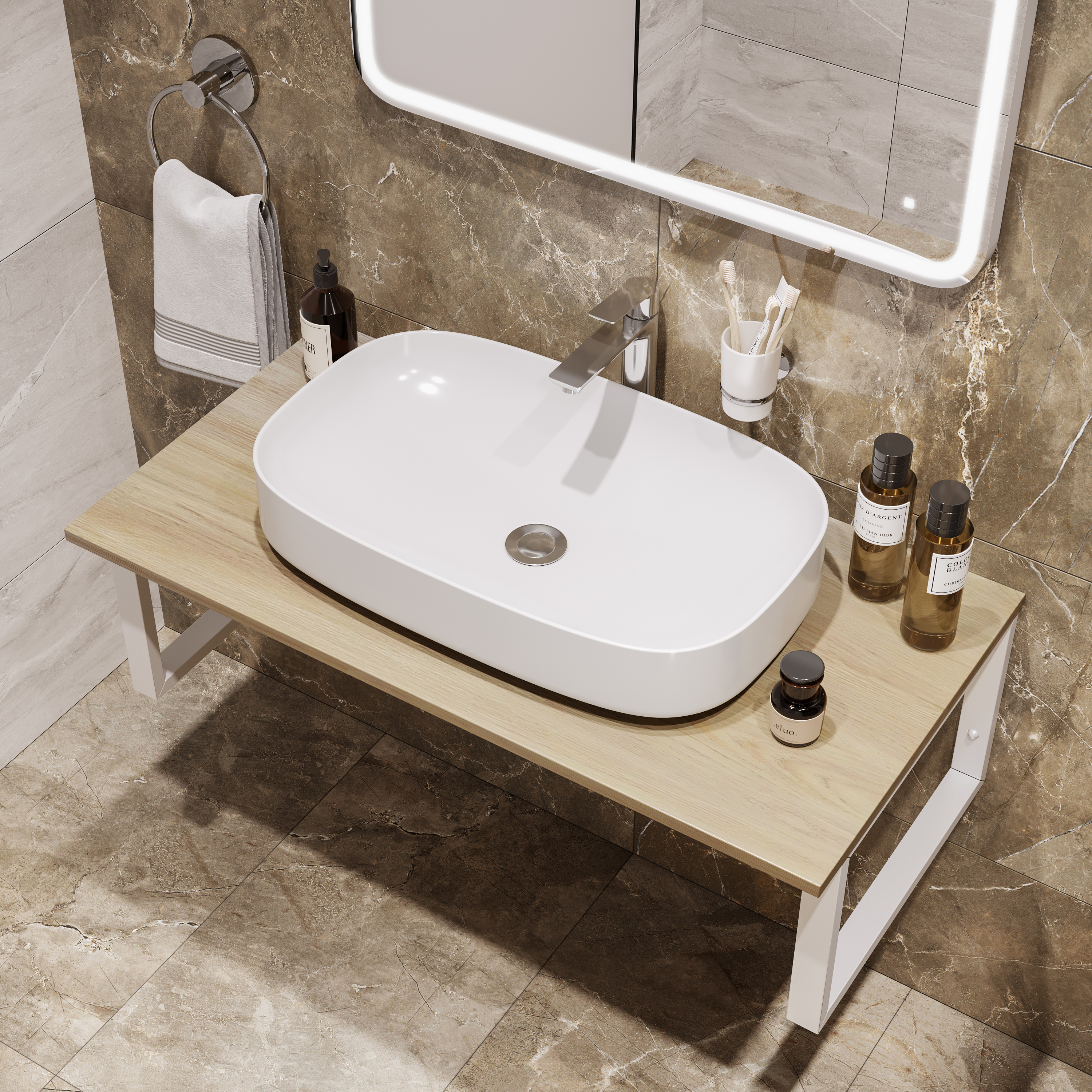 Накладная раковина STWORKI Молде 3064-KL 65 глянцевая белая, прямоугольная, фаянс