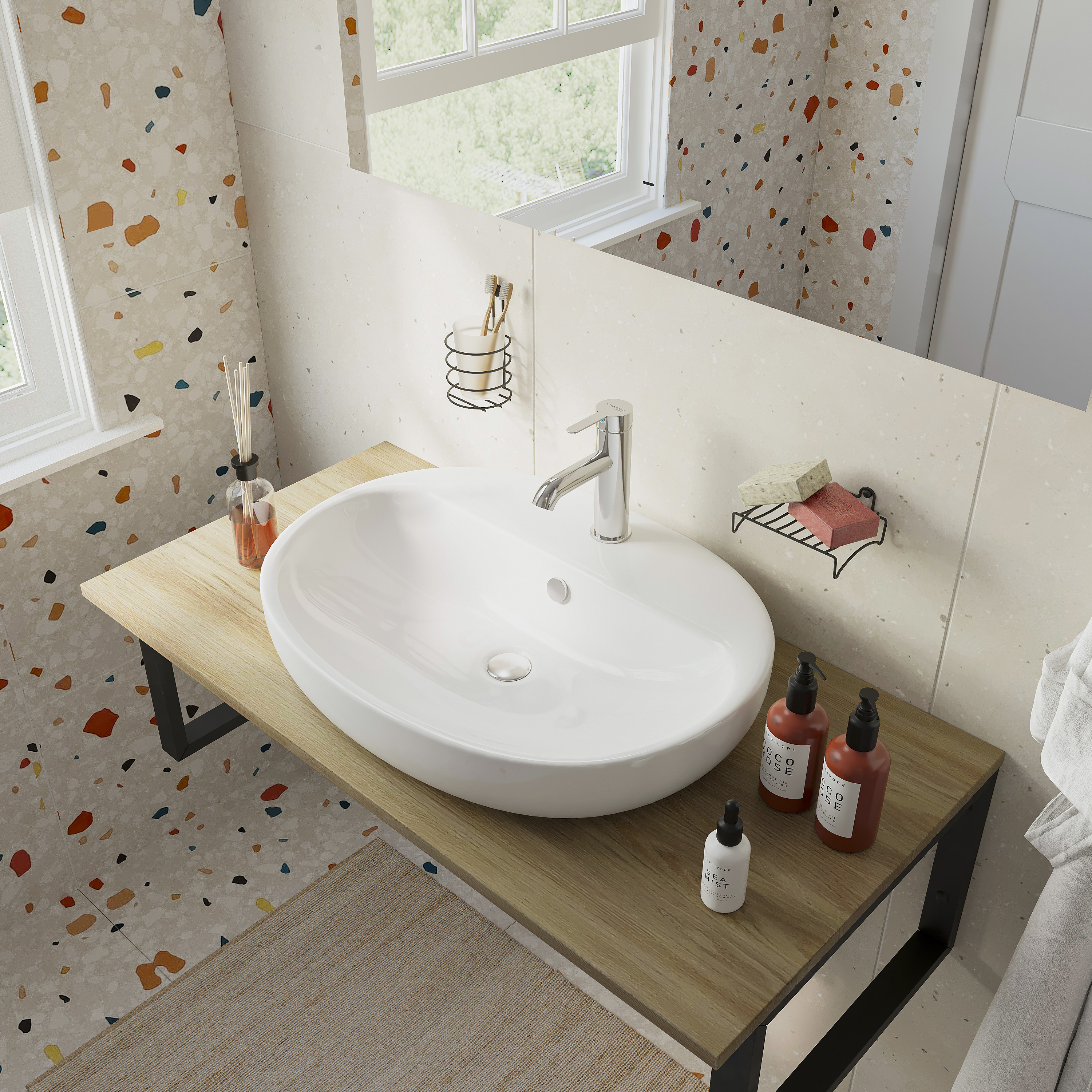 Накладная раковина DIWO Самара 62 белая, овальная, фаянс, с 1 отверстием под смеситель купить в Тамбове