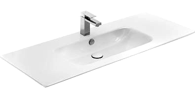 Мебельная раковина STWORKI Мосс 121 накладная, глянцевая белая, прямоугольная, фаянс