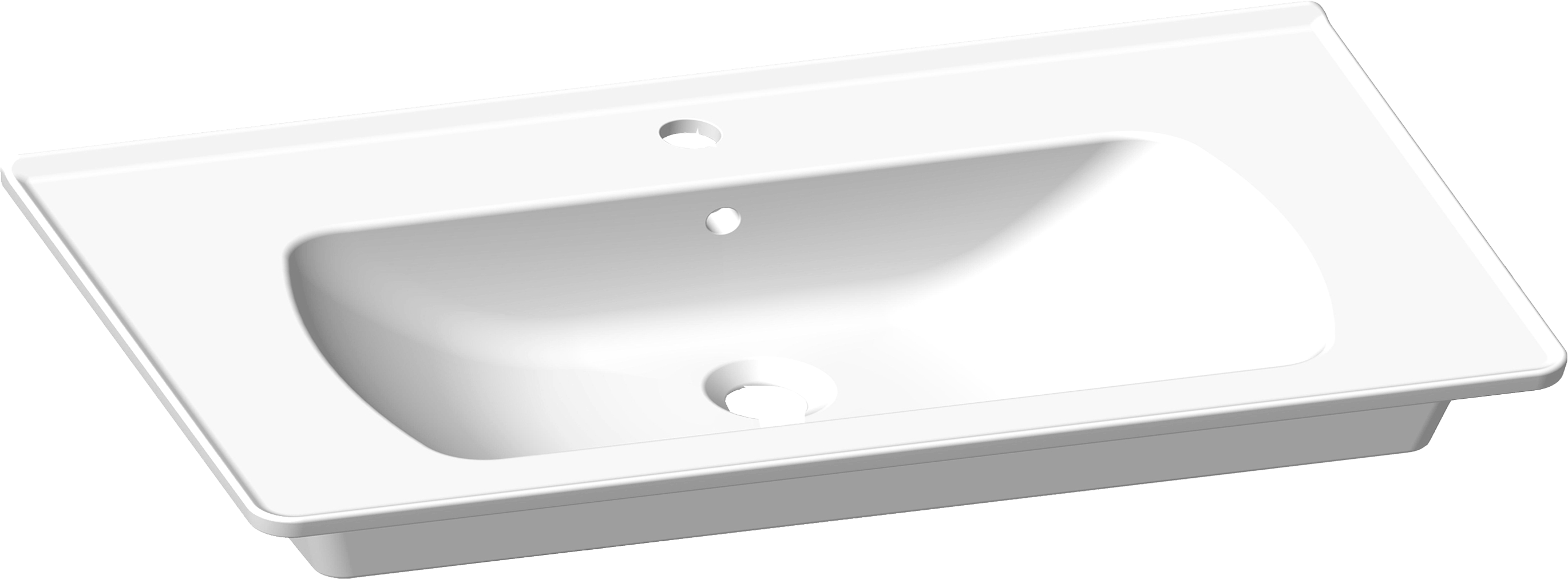 Мебельная раковина Seramiksan Saturn 100 накладная, белая, прямоугольная, фаянс