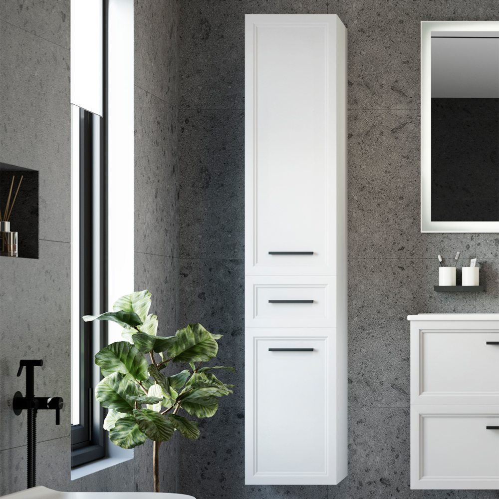 Шкаф-пенал для ванной STWORKI Эстерсунд R, белый матовый