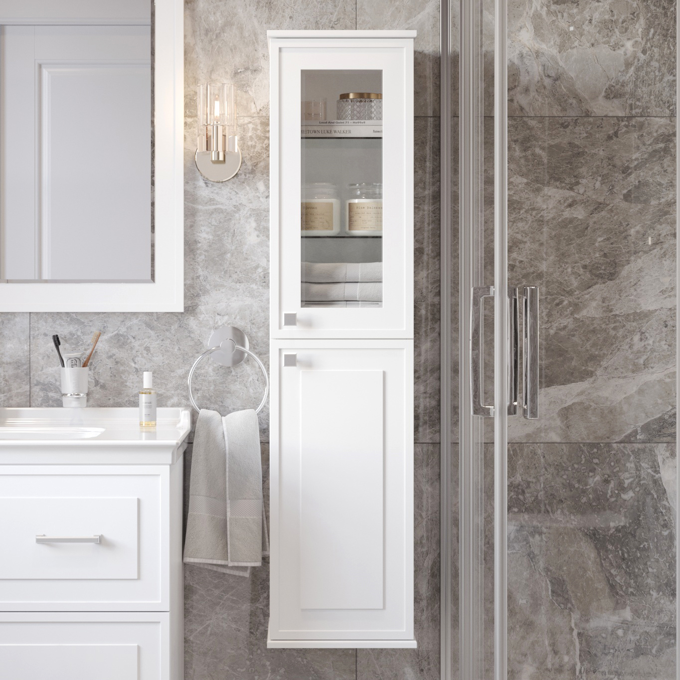 Шкаф-пенал для ванной STWORKI Хадстен R, белый