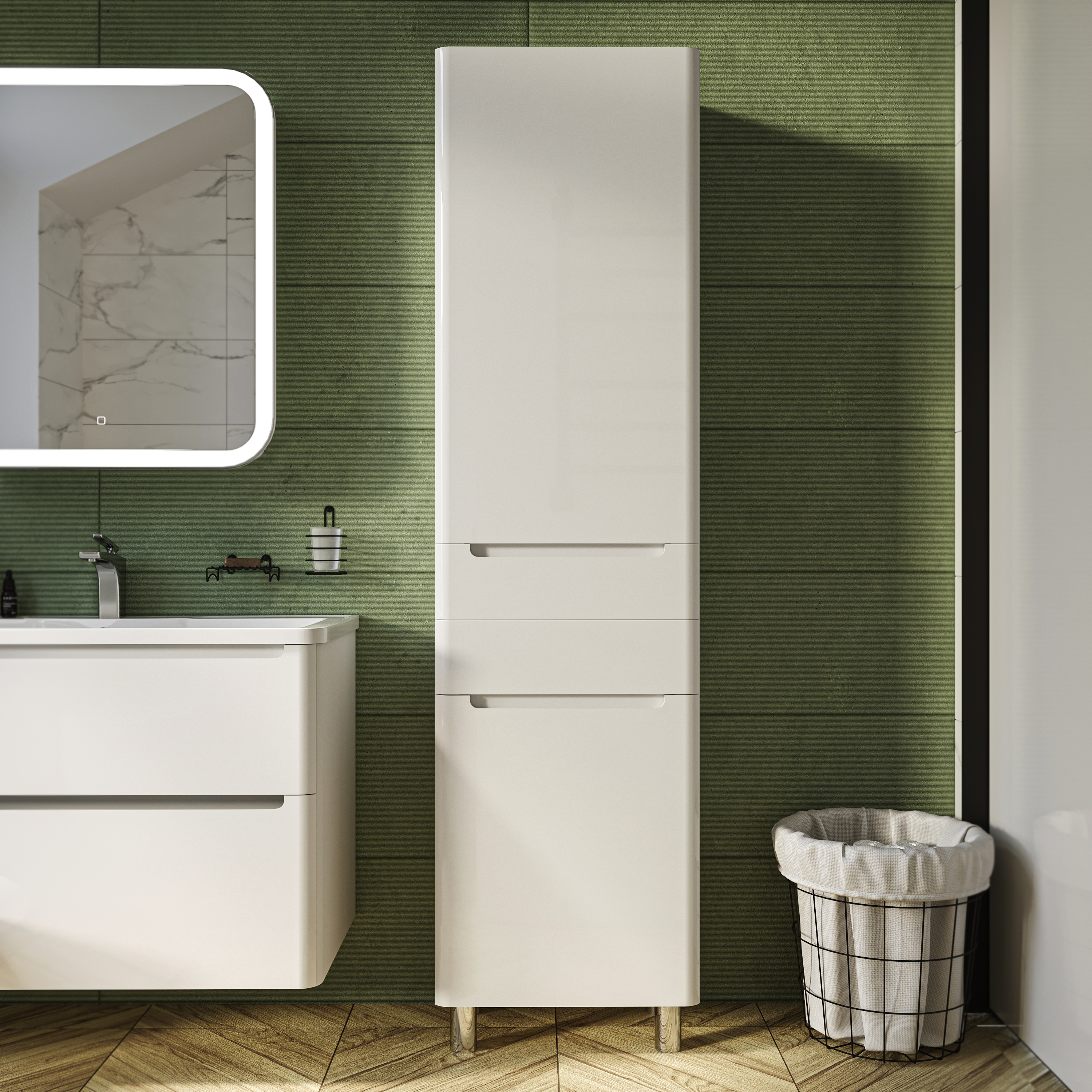 Шкаф-пенал для ванной STWORKI Монтре 50, белый