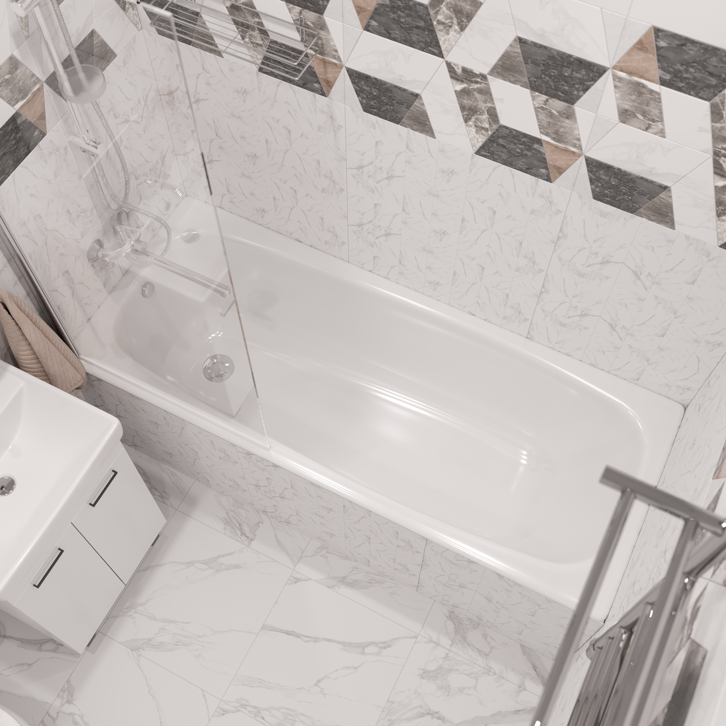 Шторка на ванну DIWO Коломна 4GW007 распашная, 80x150 купить в Тамбове