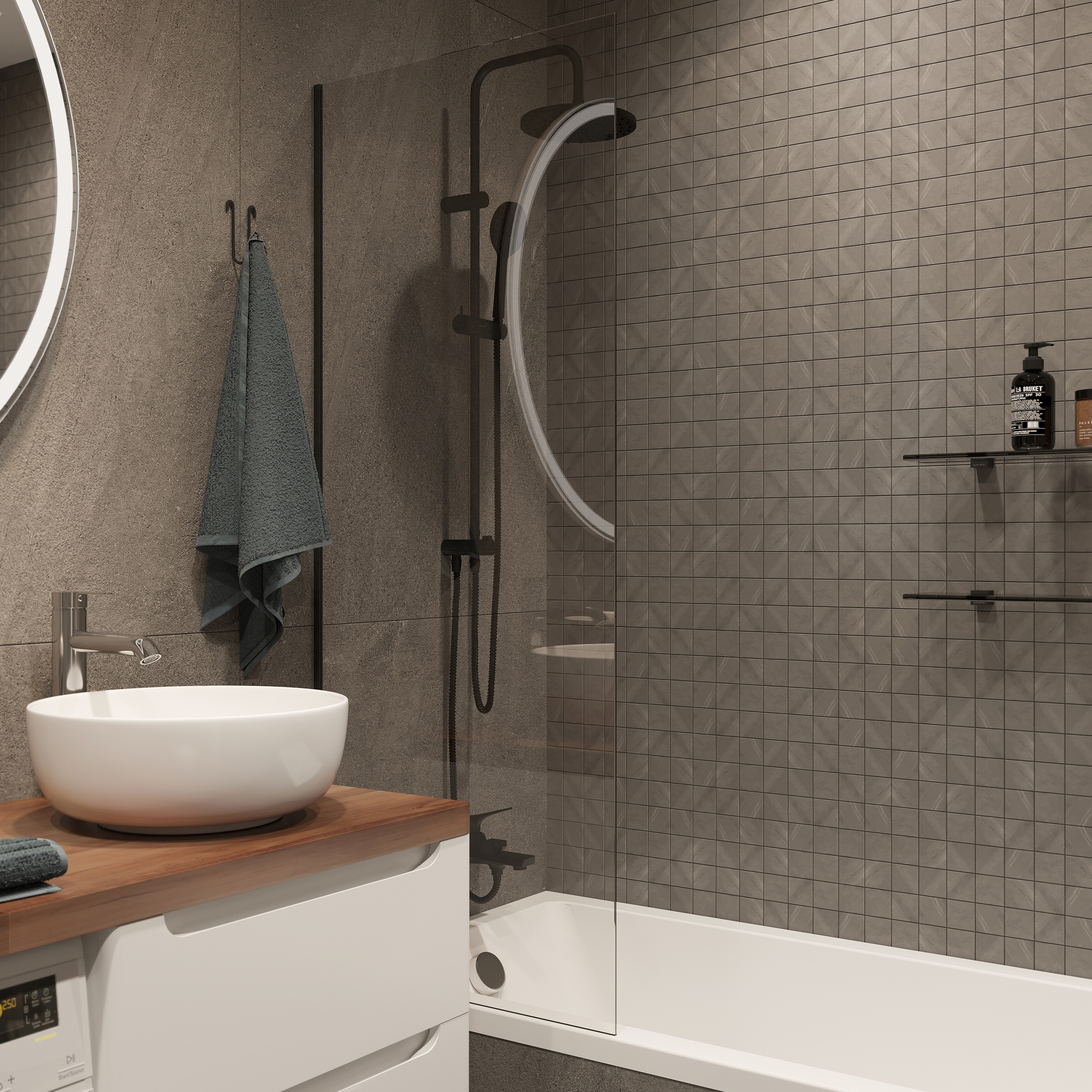 Шторка на ванну DIWO Ростов 4GW011 неподвижная, 60x150, черная матовая купить в Тамбове