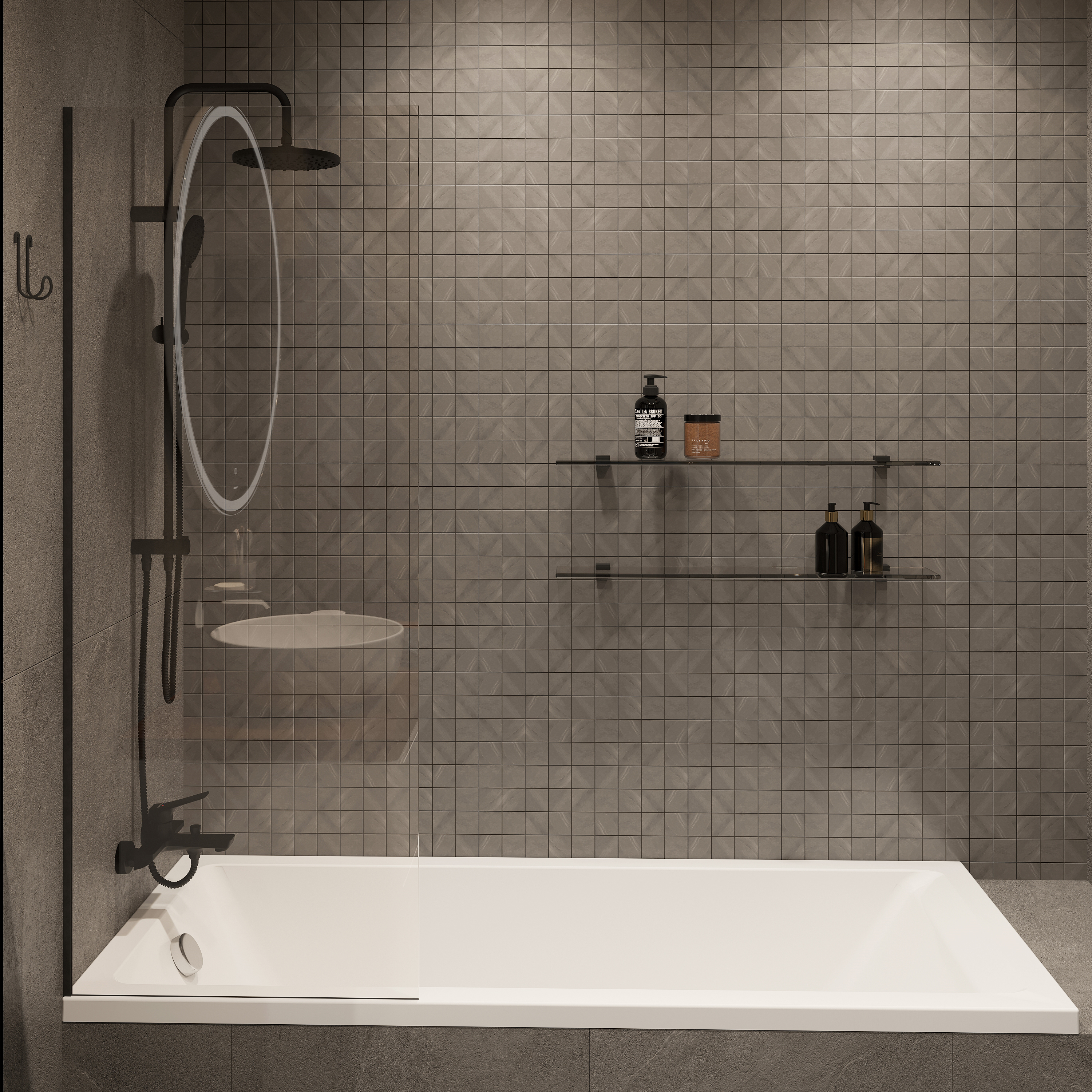 Шторка на ванну DIWO Ростов 4GW011 неподвижная, 60x150, черная матовая купить в Тамбове