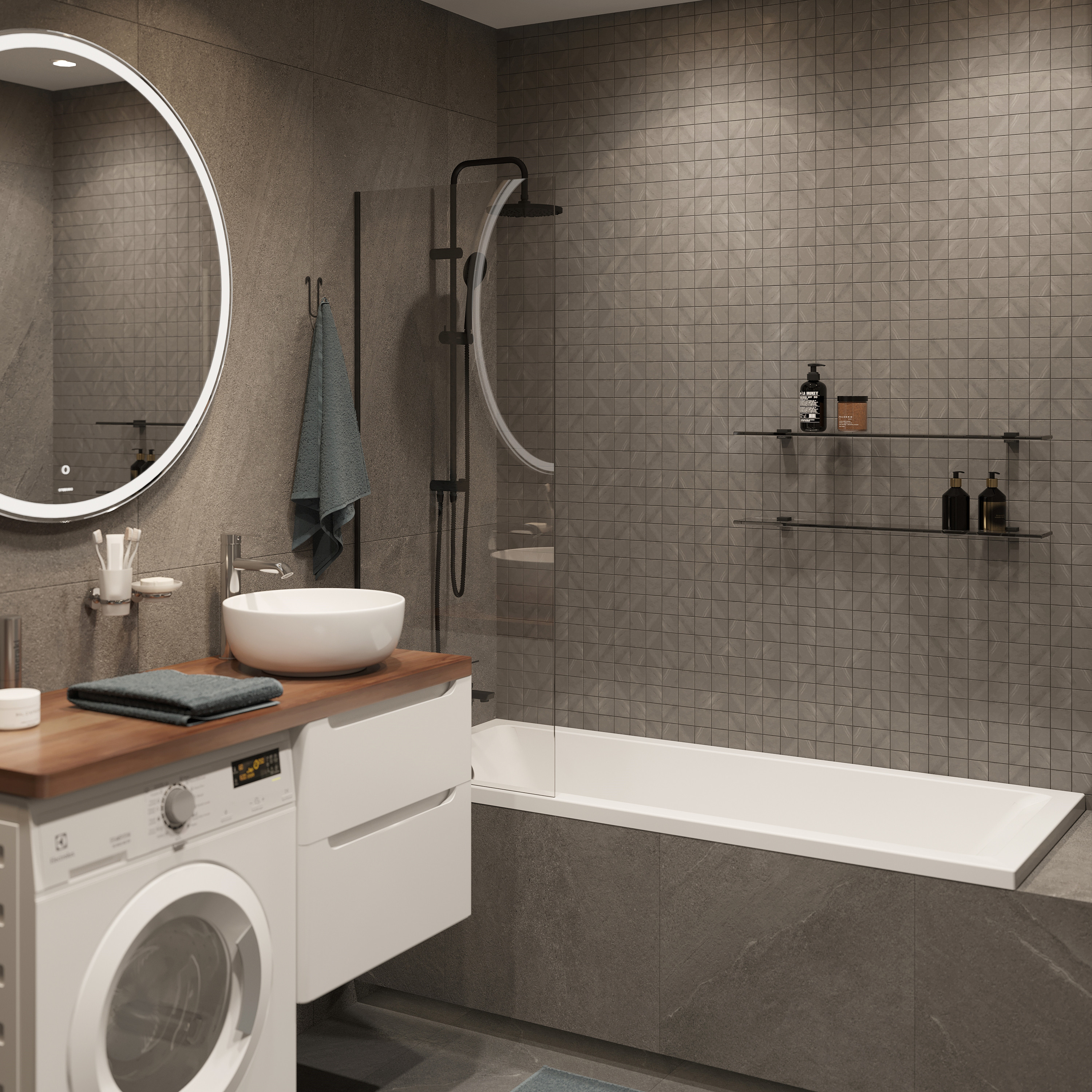 Шторка на ванну DIWO Ростов 4GW011 неподвижная, 60x150, черная матовая купить в Тамбове