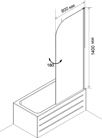 Шторка на ванну DIWO Кострома KS02-080TCR распашная, 80х135 купить в Тамбове