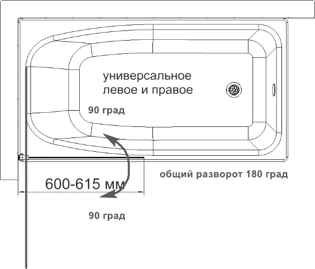 Шторка на ванну DIWO Коломна 4GW005 распашная, 60x150 купить в Тамбове