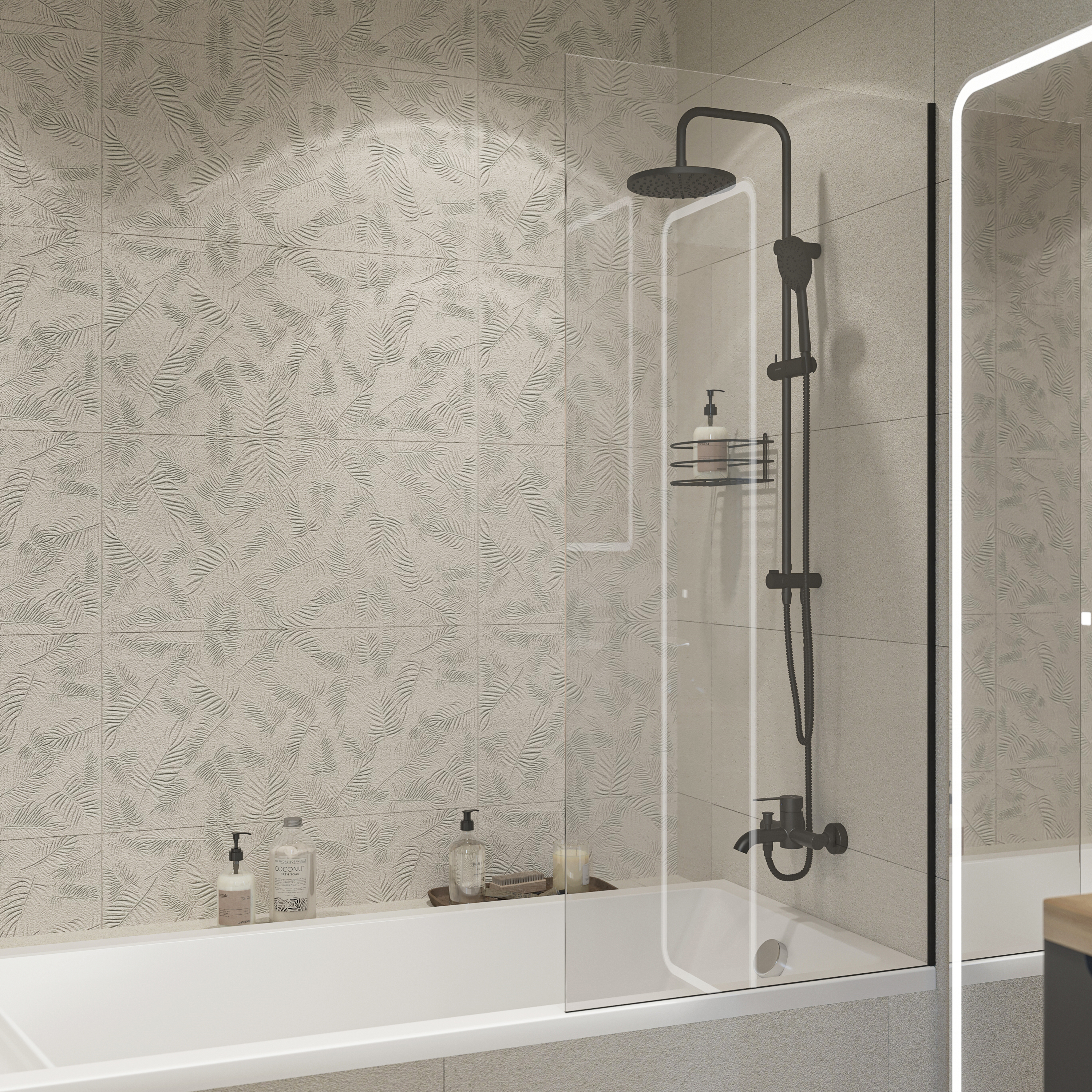 Шторка на ванну DIWO Ростов 4GW012 неподвижная, 70x150, черная матовая купить в Тамбове