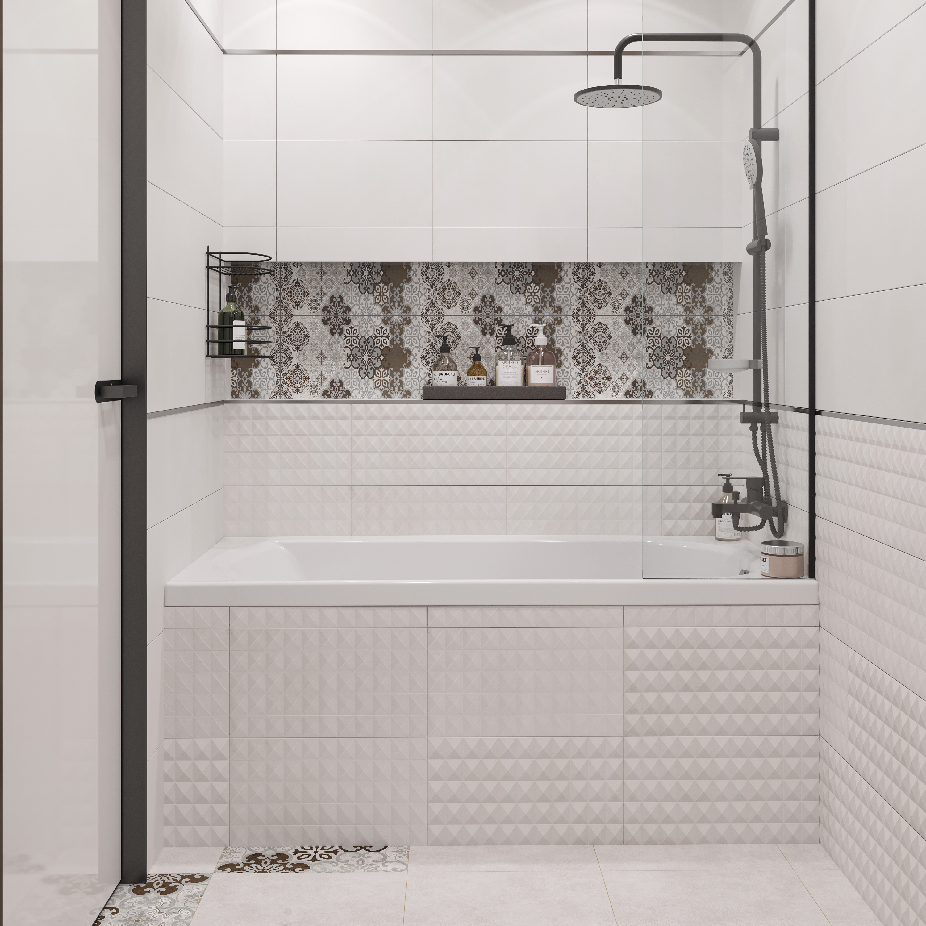 Шторка на ванну DIWO Ростов 4GW015 неподвижная, 40x150, черная матовая купить в Тамбове