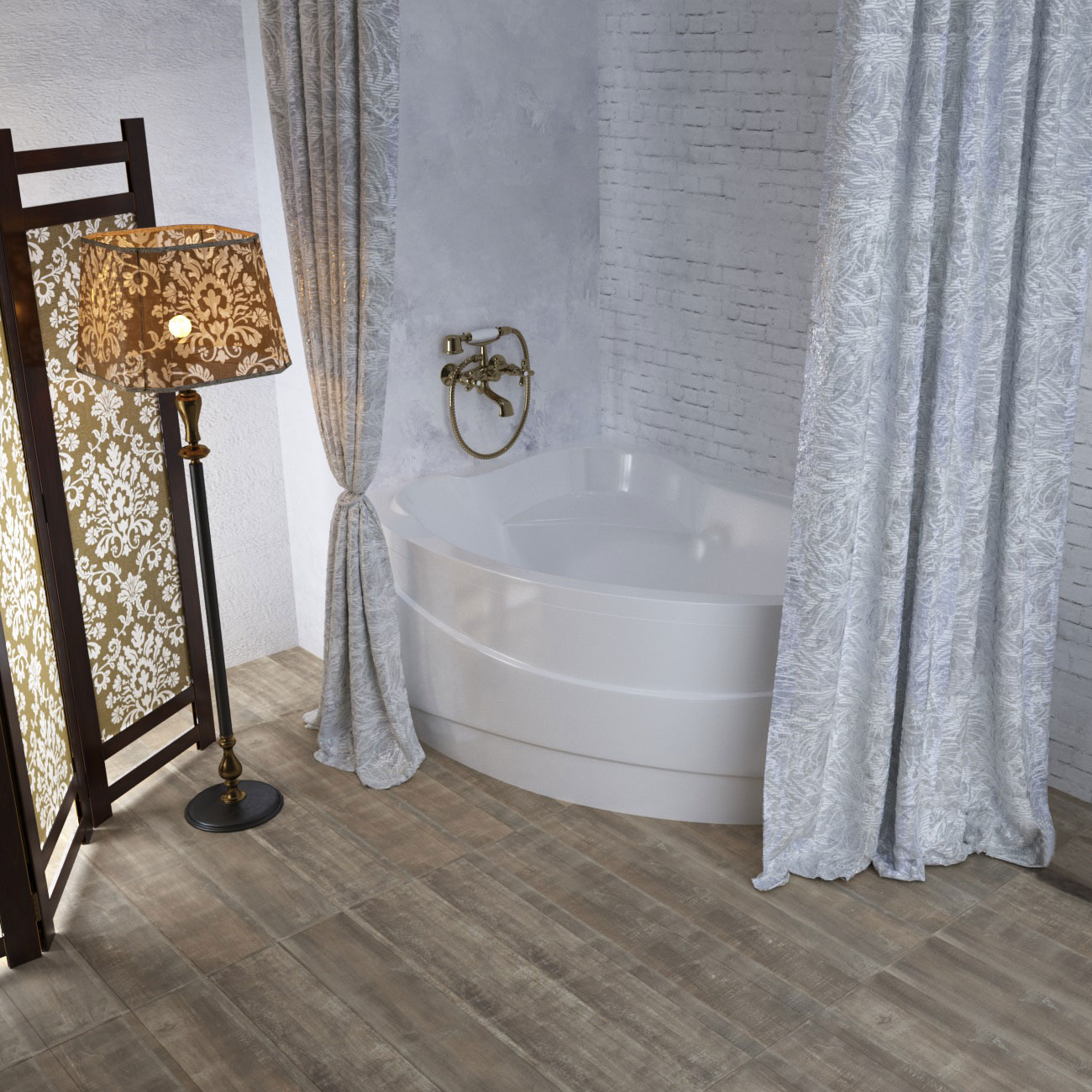 Штора для ванной Aima Design У37613 240x240, двойная, белая