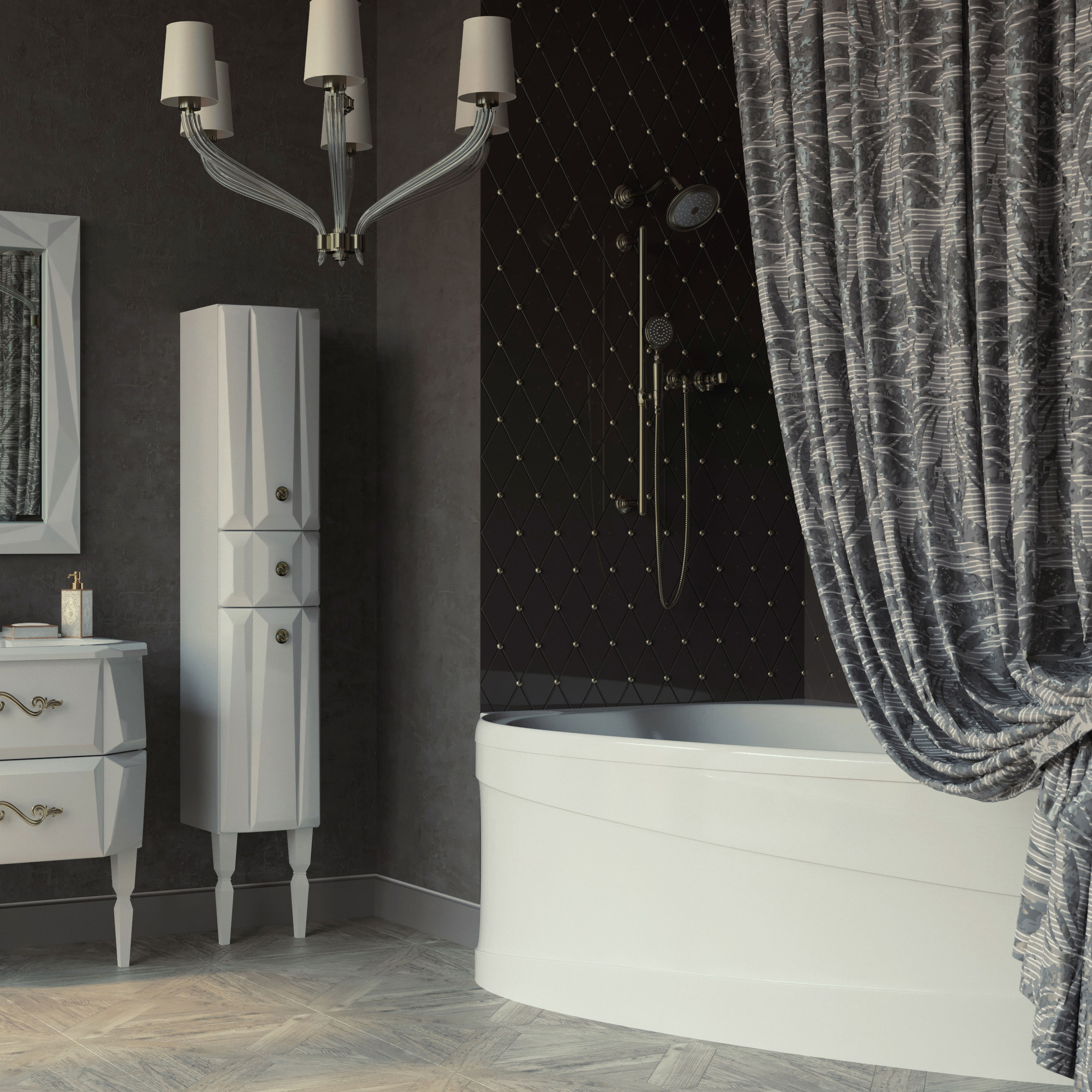 Штора для ванной Aima Design У37613 240x240, двойная, серая