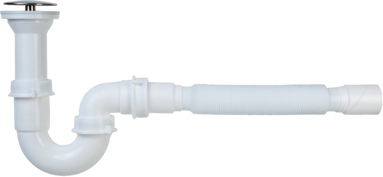 Сифон для раковины EWRIKA 0301003042 40 мм, трубный, белый, нержавеющая сталь