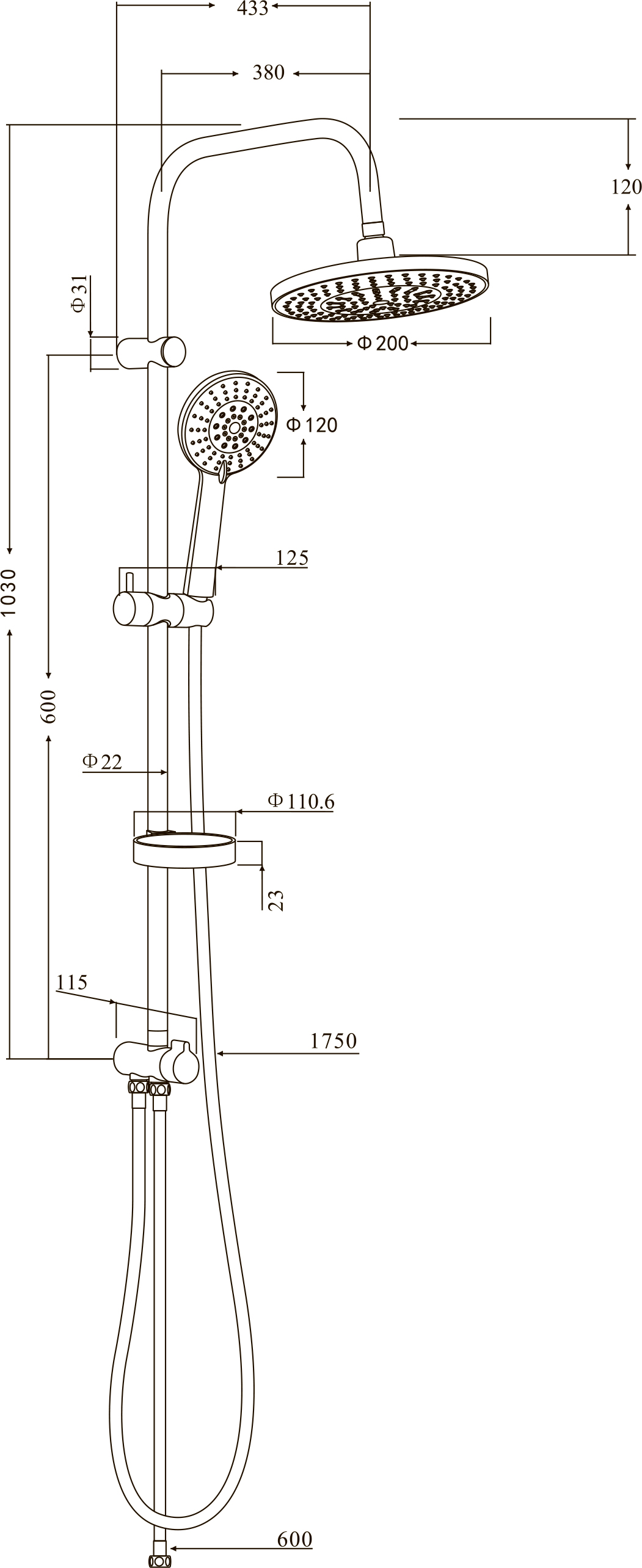 Смеситель для душа STWORKI Стокгольм by Damixa Стокгольм HFSG97000 + A6581AA купить в Тамбове