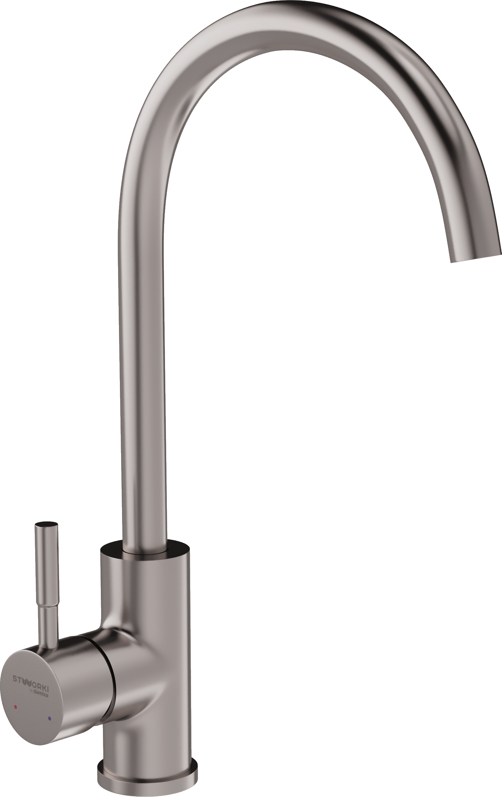 Смеситель для кухни STWORKI HSTW07000 никель, однорычажный, с поворотным изливом, с аэратором, матовый