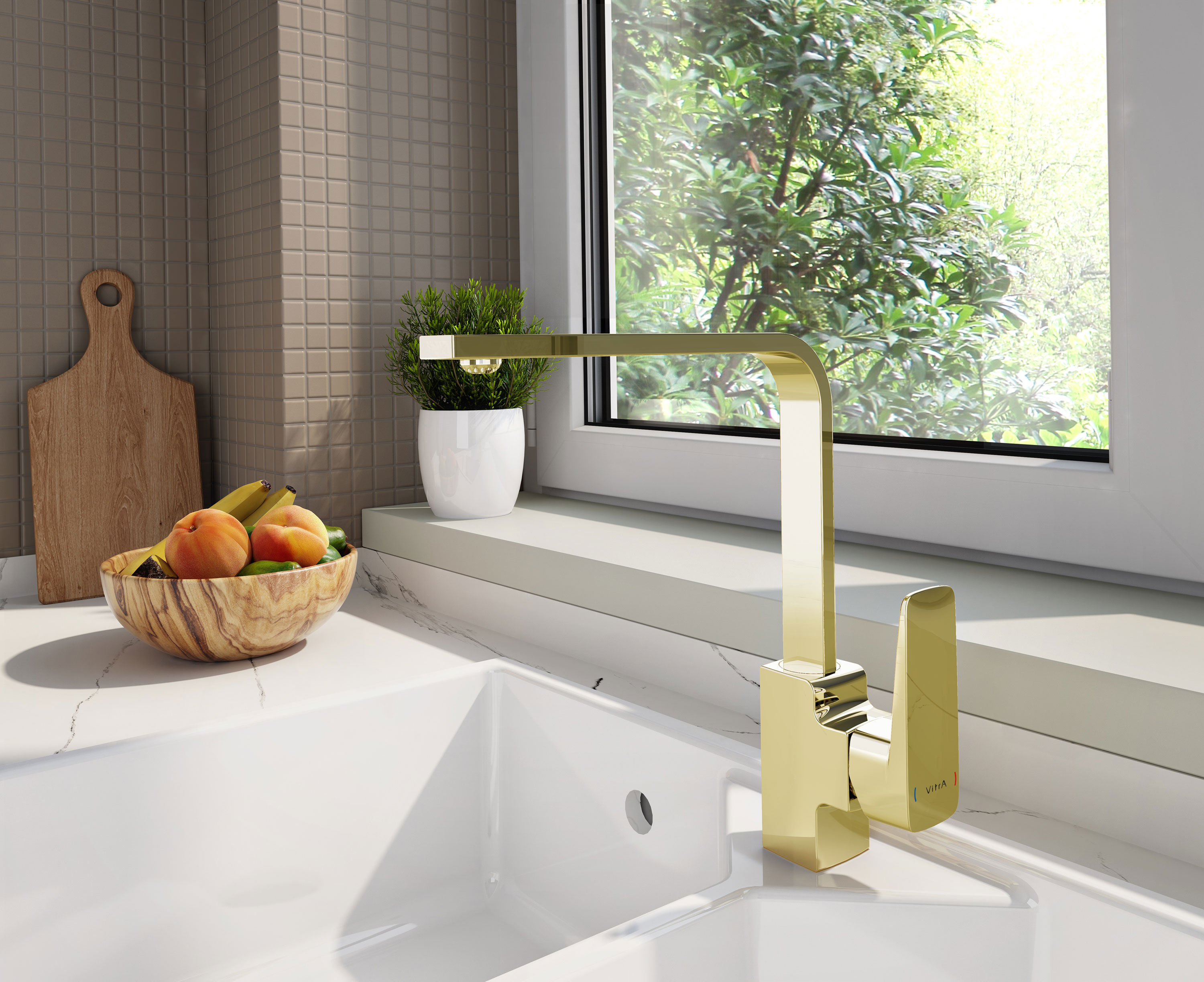 Смеситель для кухни VitrA Root Square A4275323EXP золото купить в Тамбове