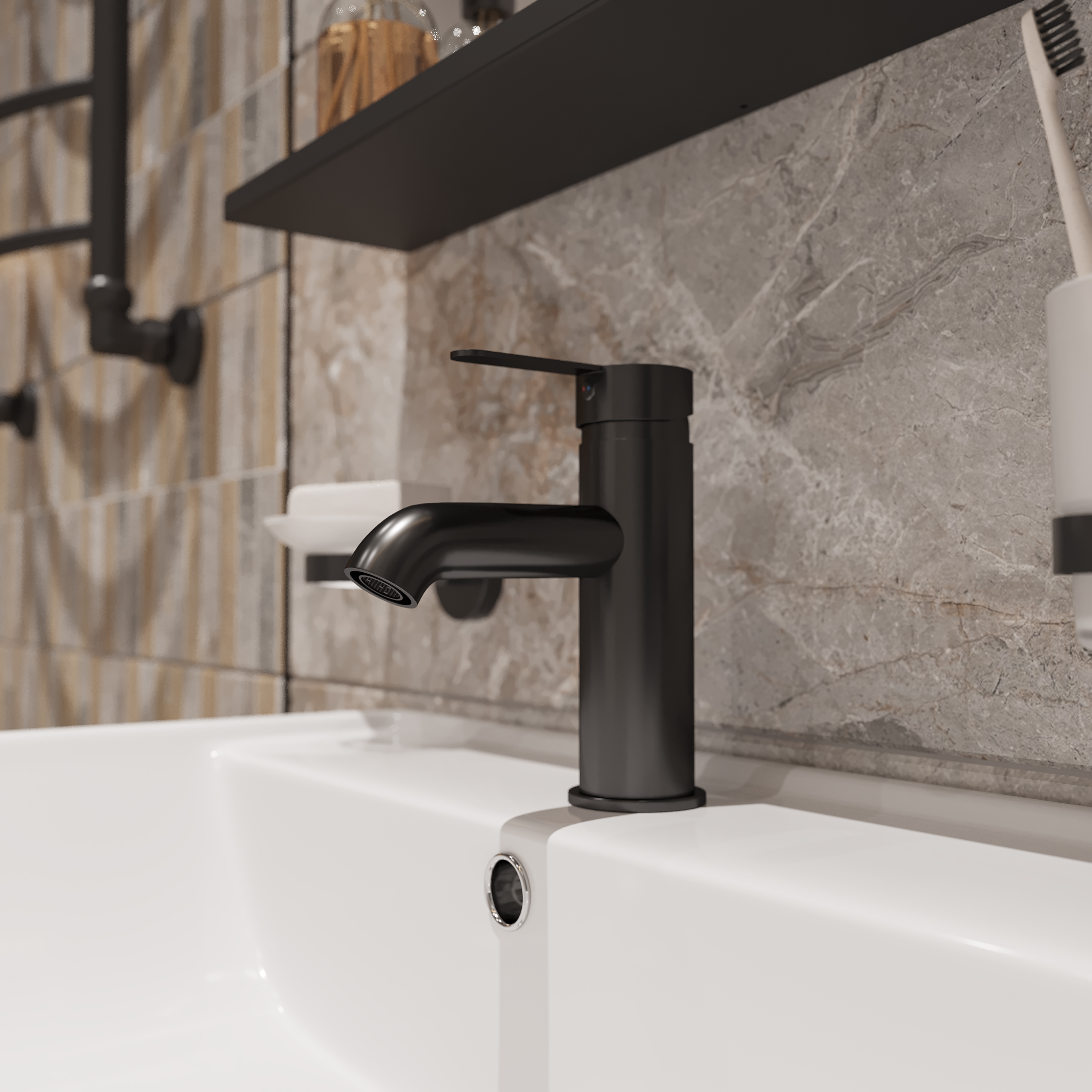 Смеситель для раковины STWORKI Стокгольм HFSG02130 черный, латунь, однорычажный, матовый купить в Тамбове