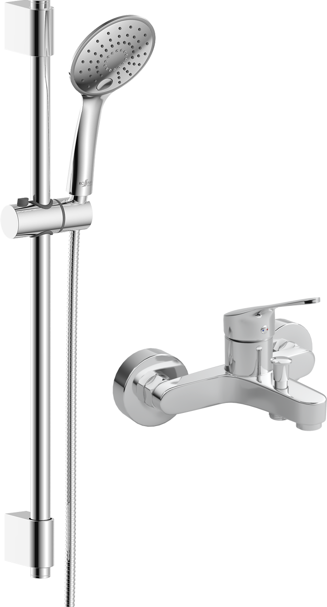 Смеситель для ванны с душем MEGA Delta MG-SRN100 + Душевой гарнитур Rossinka AC-26