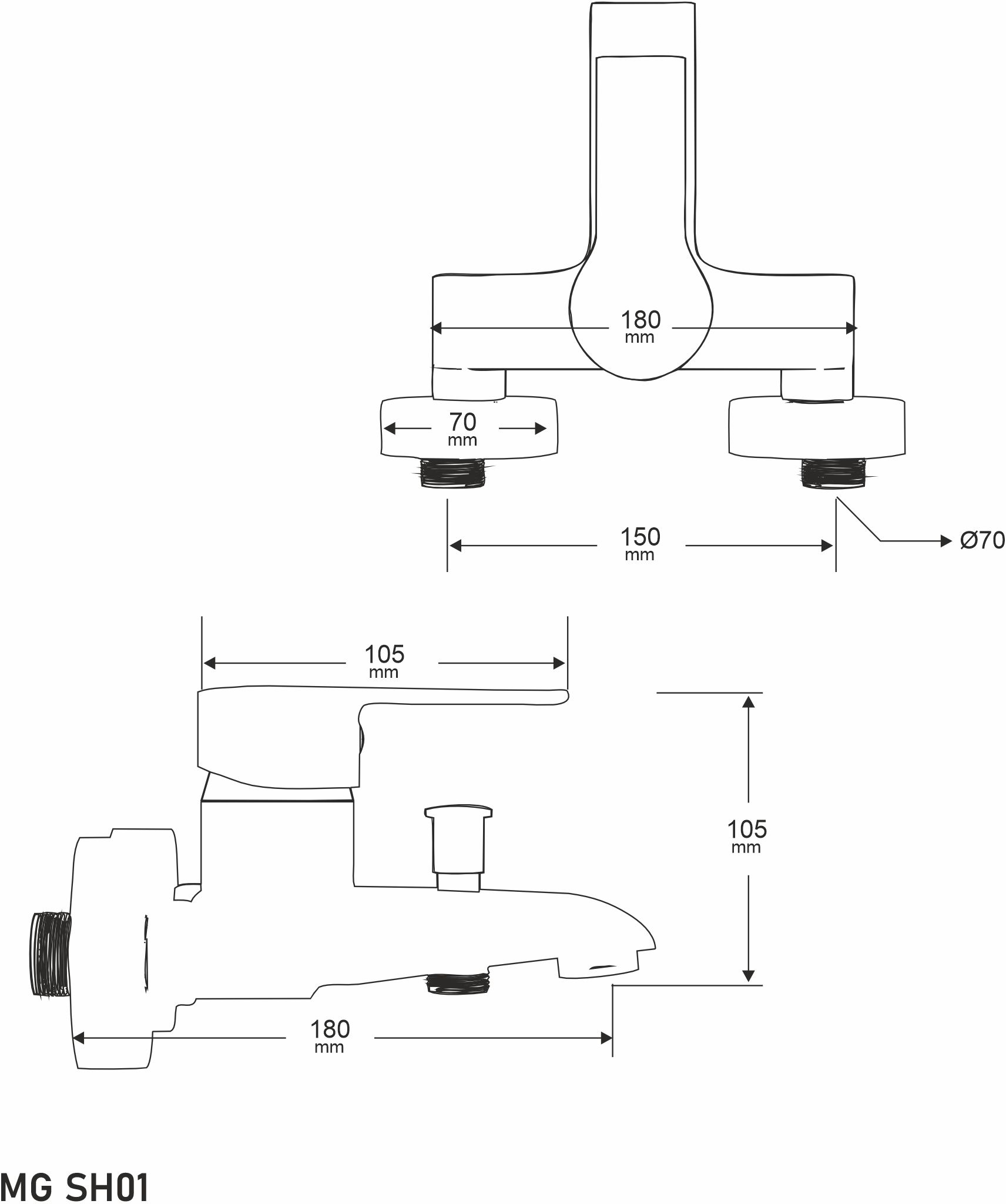 Смеситель для ванны с душем MEGA Snow MG-SH01 + Душевой гарнитур Grohe Vitalio Comfort 26176000 хром купить в Тамбове