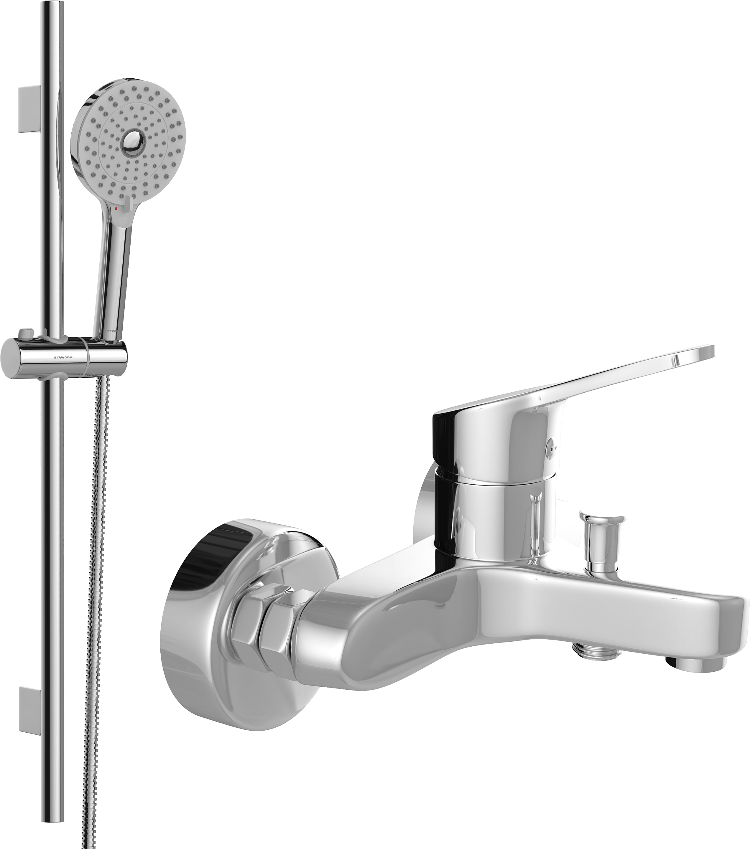 Смеситель для ванны с душем MEGA Delta MG-SRN100 + Душевой гарнитур STWORKI Хельсинки S178014-2B02-3