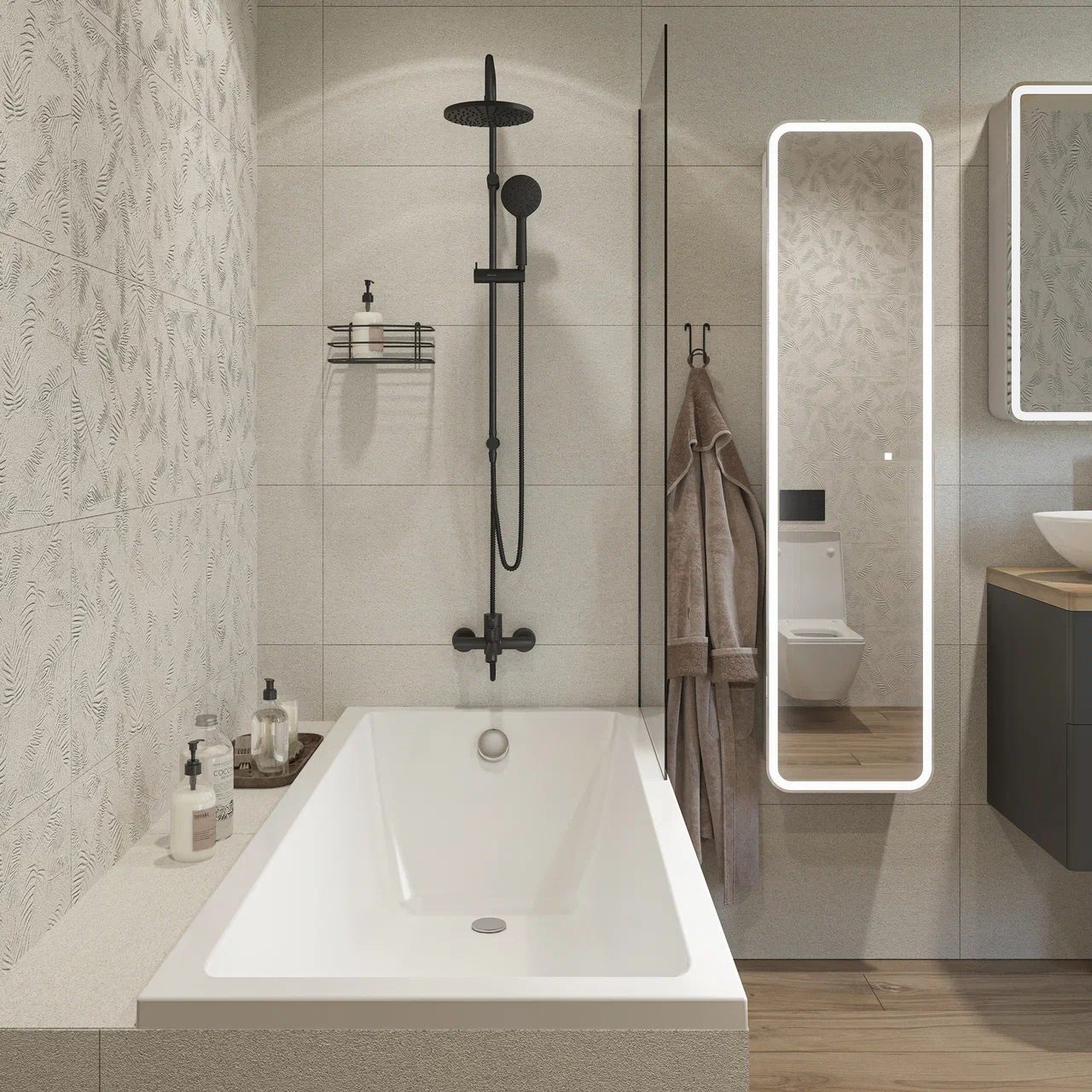 Смеситель для ванны с душем STWORKI Стокгольм HFSG10030 черный, однорычажный, латунь, настенный, матовый купить в Тамбове