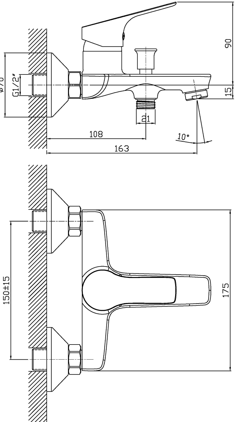 Смеситель для ванны с душем STWORKI Монтре MO-05cr купить в Тамбове