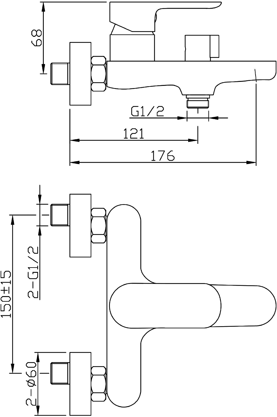 Смеситель для ванны с душем STWORKI Ноттвиль NO-04b купить в Тамбове