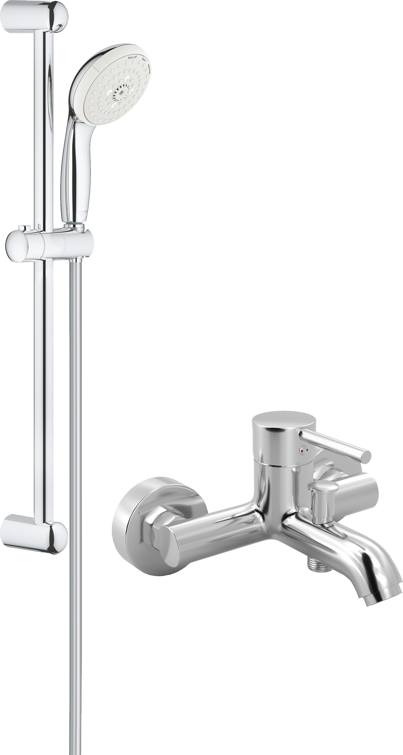 Смеситель для ванны с душем MEGA Didim MG-CM103 + Душевой гарнитур Grohe Tempesta New 27794001