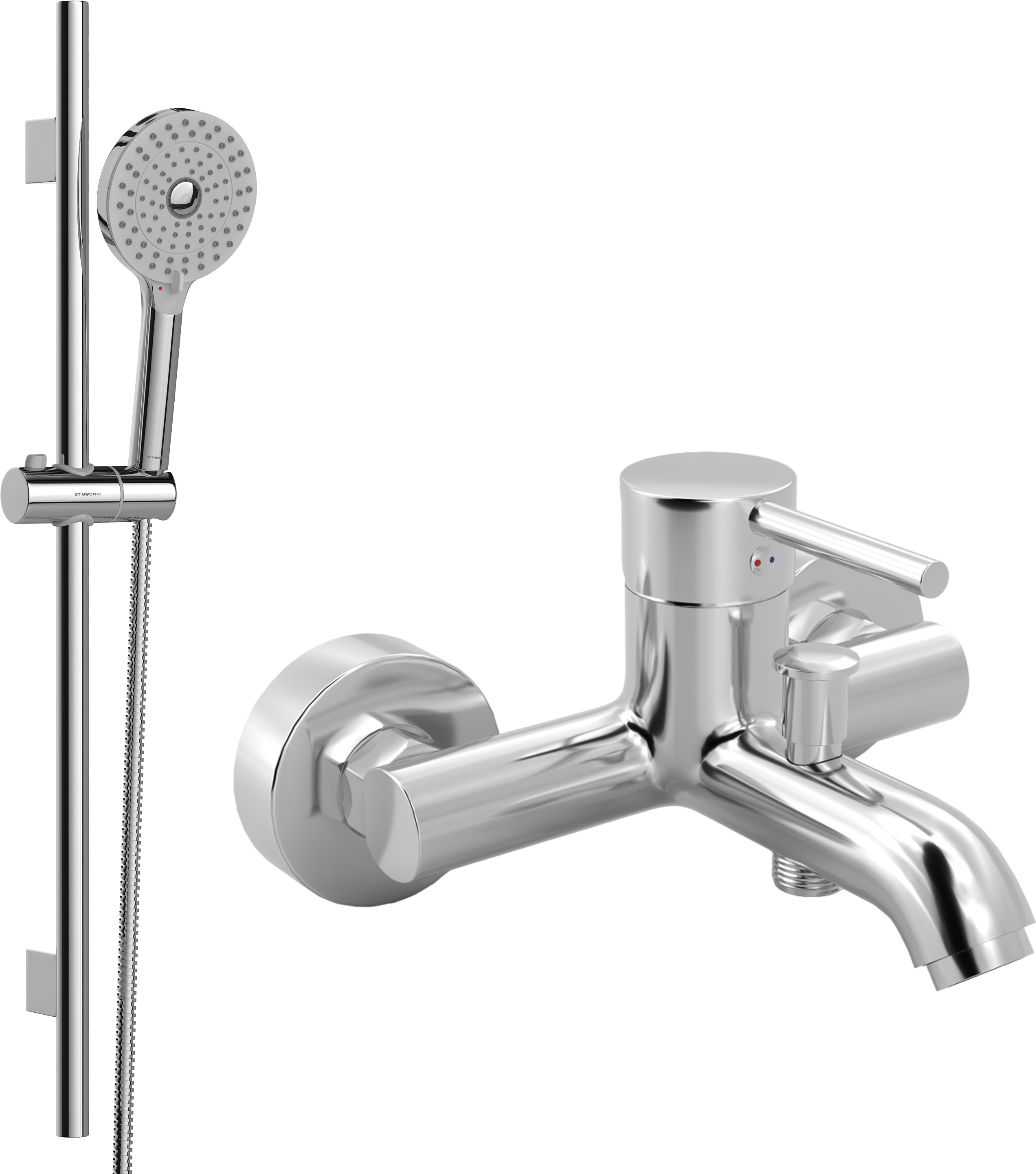 Смеситель для ванны с душем MEGA Didim MG-CM103 + Душевой гарнитур STWORKI Хельсинки S178014-2B02-3