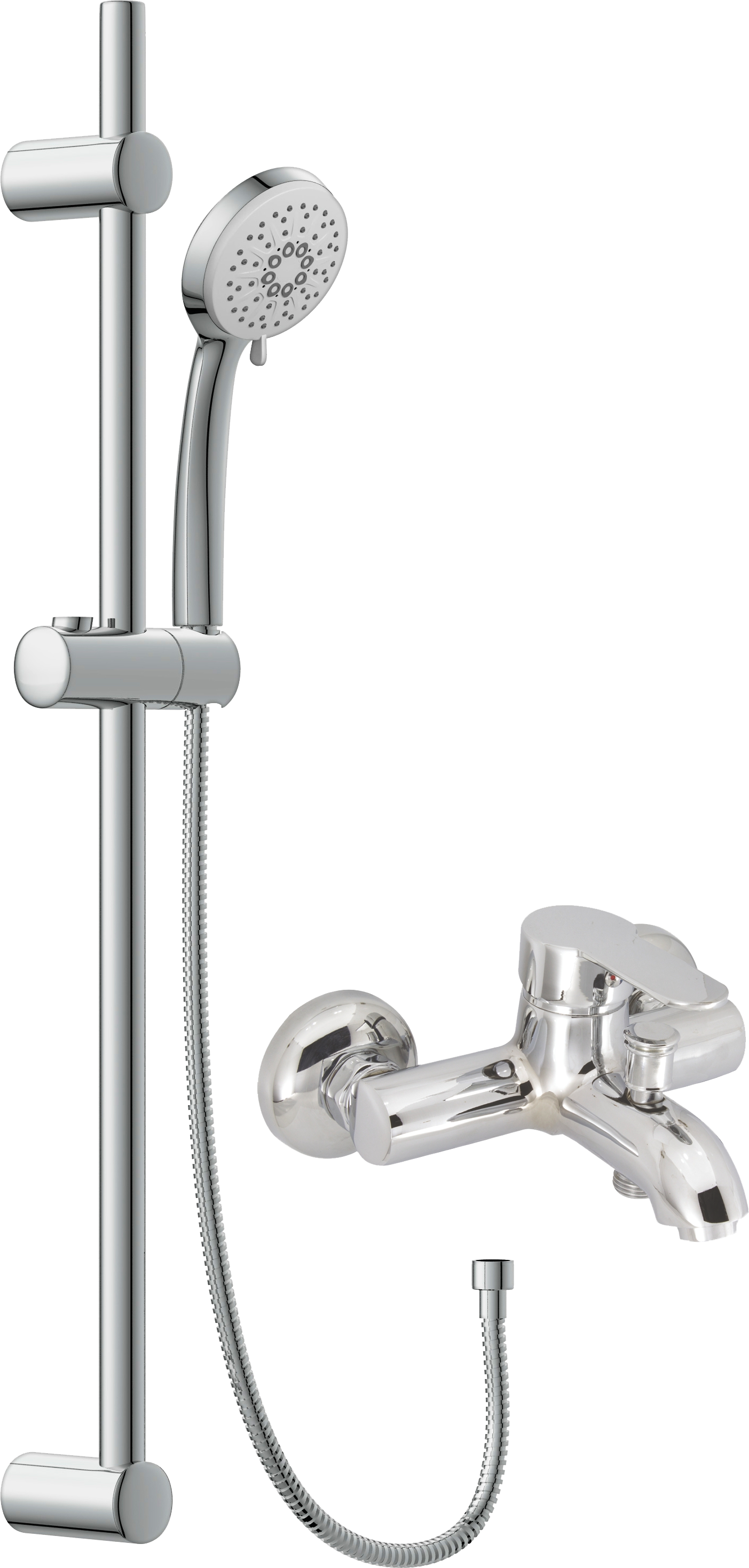 Смеситель для ванны с душем MEGA City MG-ZRV103 + Душевой гарнитур Cersanit Vibe 63067 хром